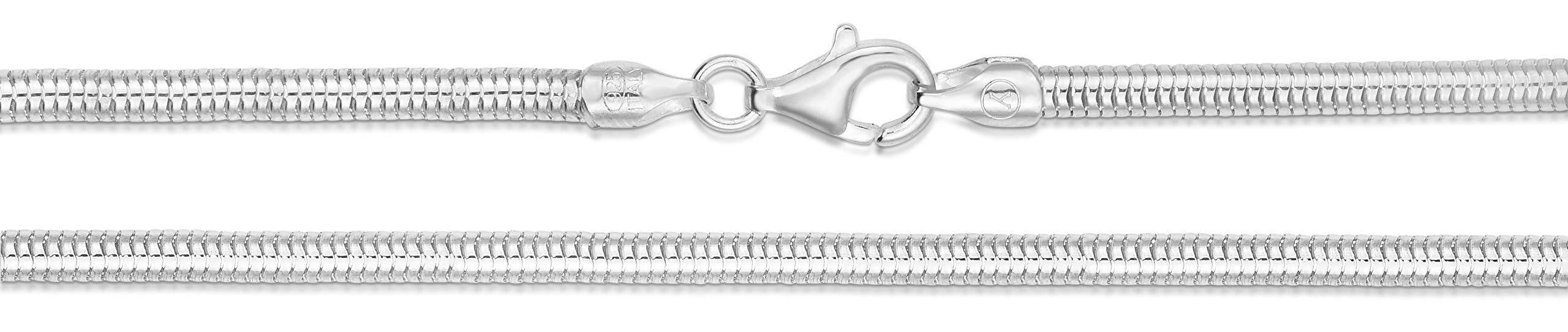 **ARGENTO REALE 925 Sterling Silver Snake Chain Necklace 2MM-5MM - Round Flexible Italian Silver Necklace 16-30 Inches - Made in Italy - Perfect for Layering, Gifts & Everyday Elegance**