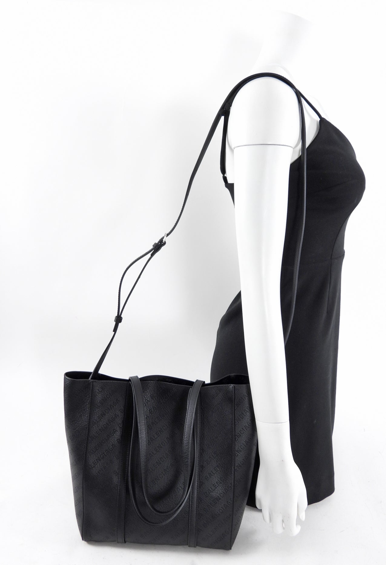 Balenciaga Black Smooth Leather Perforated Everyday XS Tote Bag for Women - Stylish Designer Handbag for Work, Travel & Casual Outings
