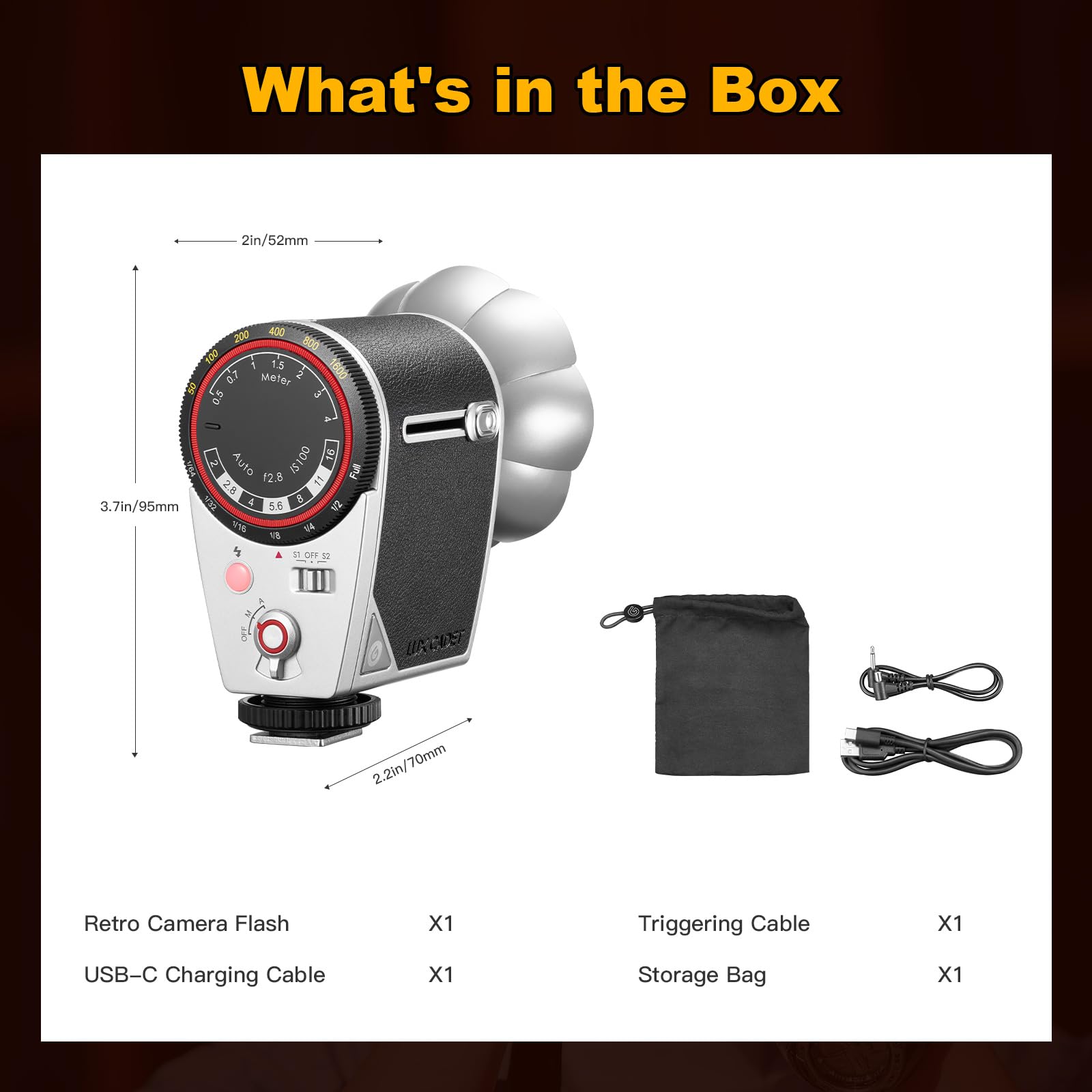 GODOX Lux Cadet Retro Camera Flash - 6200K±300K GN10 with 7 Power Levels, Auto & Manual Modes for Canon Nikon Sony Fuji Olympus DSLR - Perfect for Portrait, Wedding & Event Photography