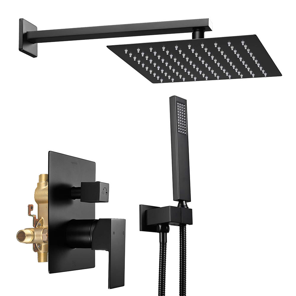 Premium Square Rain Shower Head and Handheld Combo with Diverter Valve - 2.5 GPM Water Saving - Perfect for Bathroom Spa Experience & Relaxing Shower Time