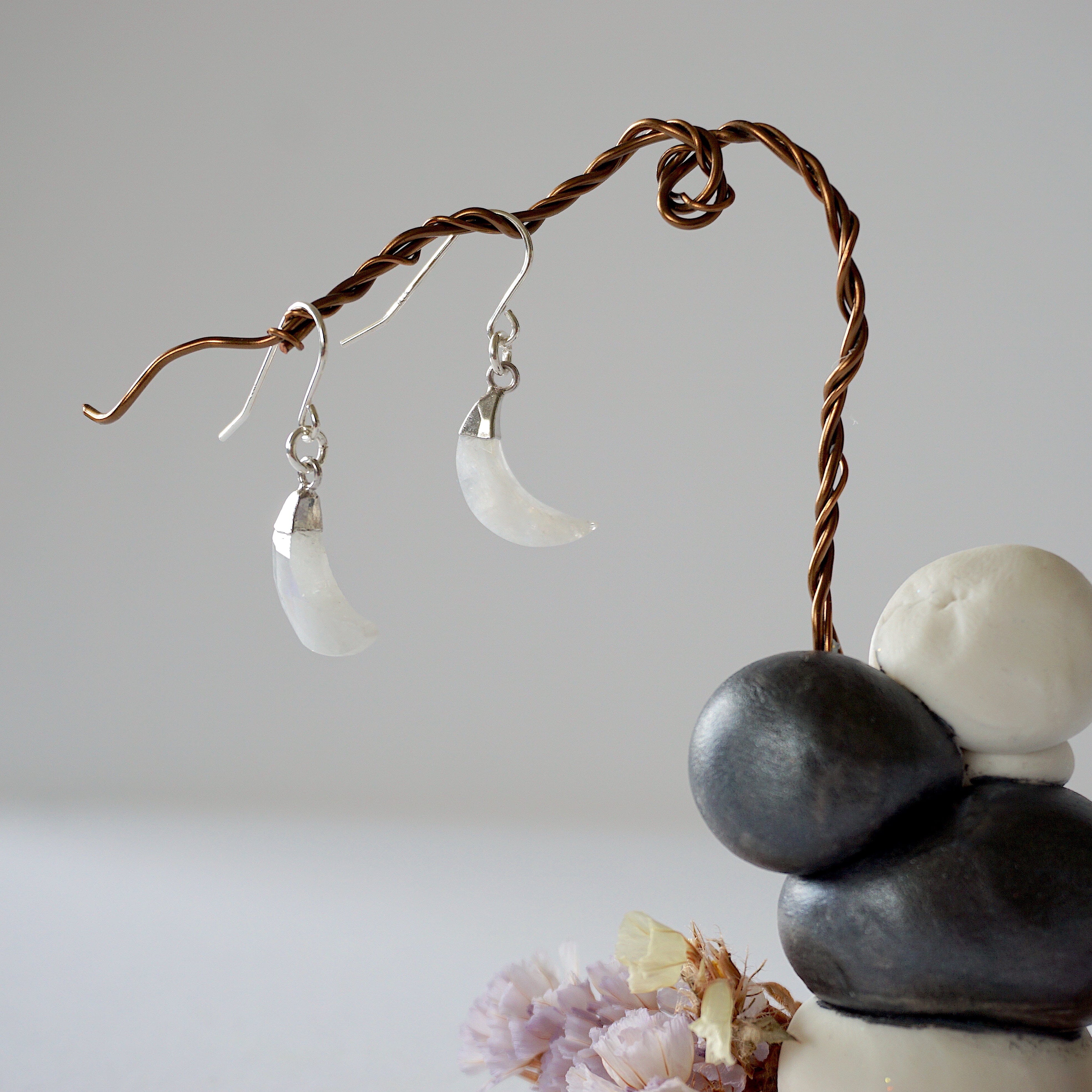 Rainbow Moonstone Drop Earrings - Sterling Silver Dangle Earrings for Women - Elegant Boho Jewelry for Parties, Weddings & Everyday Wear