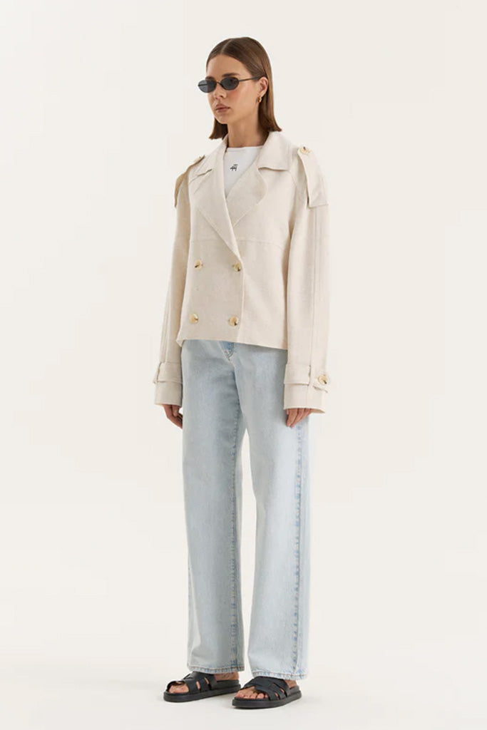 4th & Reckless Women's Sorrel Trench Coat in Beige - Classic Long Waterproof Raincoat for Office, Travel & Fall Fashion