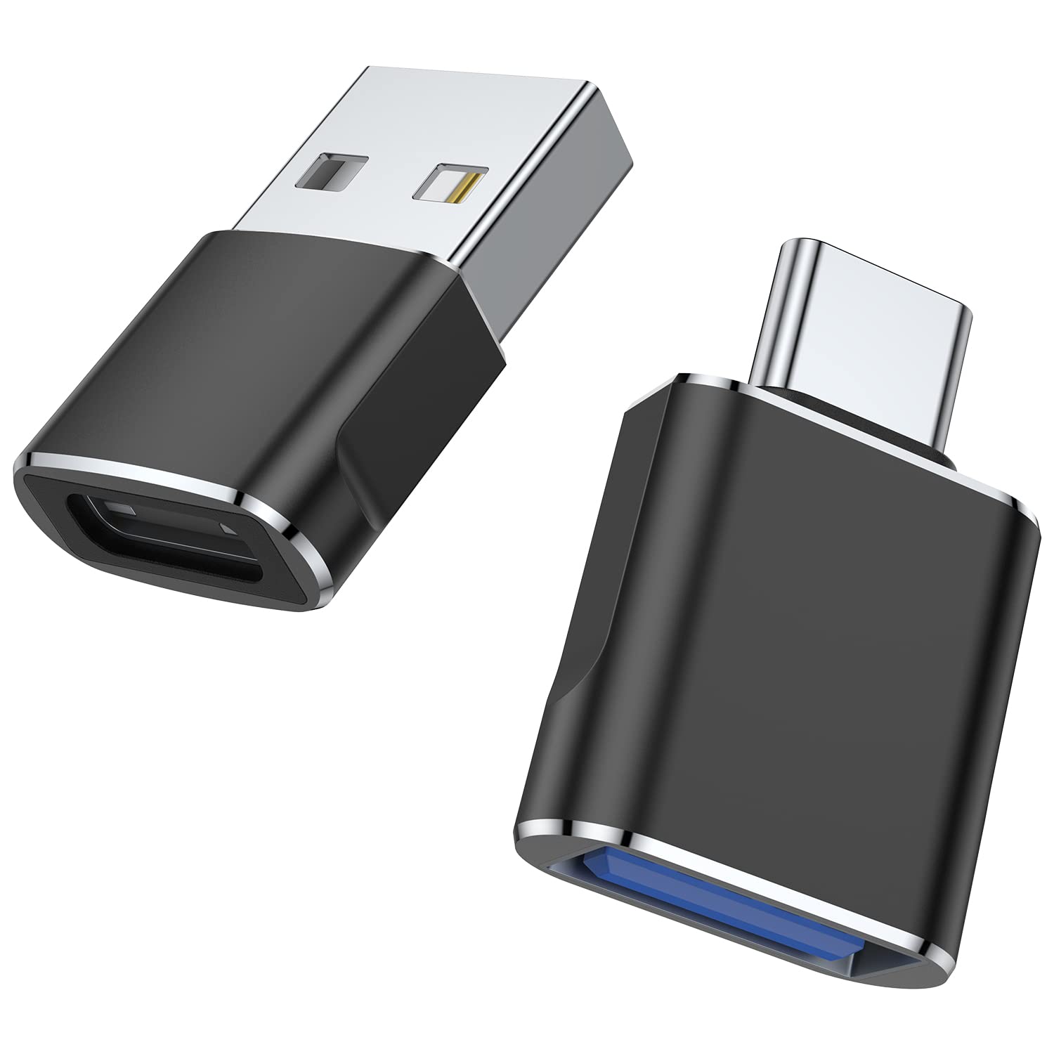 USB C to USB A Adapter (2 Pack) - Fast Charging OTG Converter for MacBook Pro 2023, iPad Pro, iMac, iPad Mini 6 & Type C Devices - Perfect for Travel, Office & Home Charging (Black)