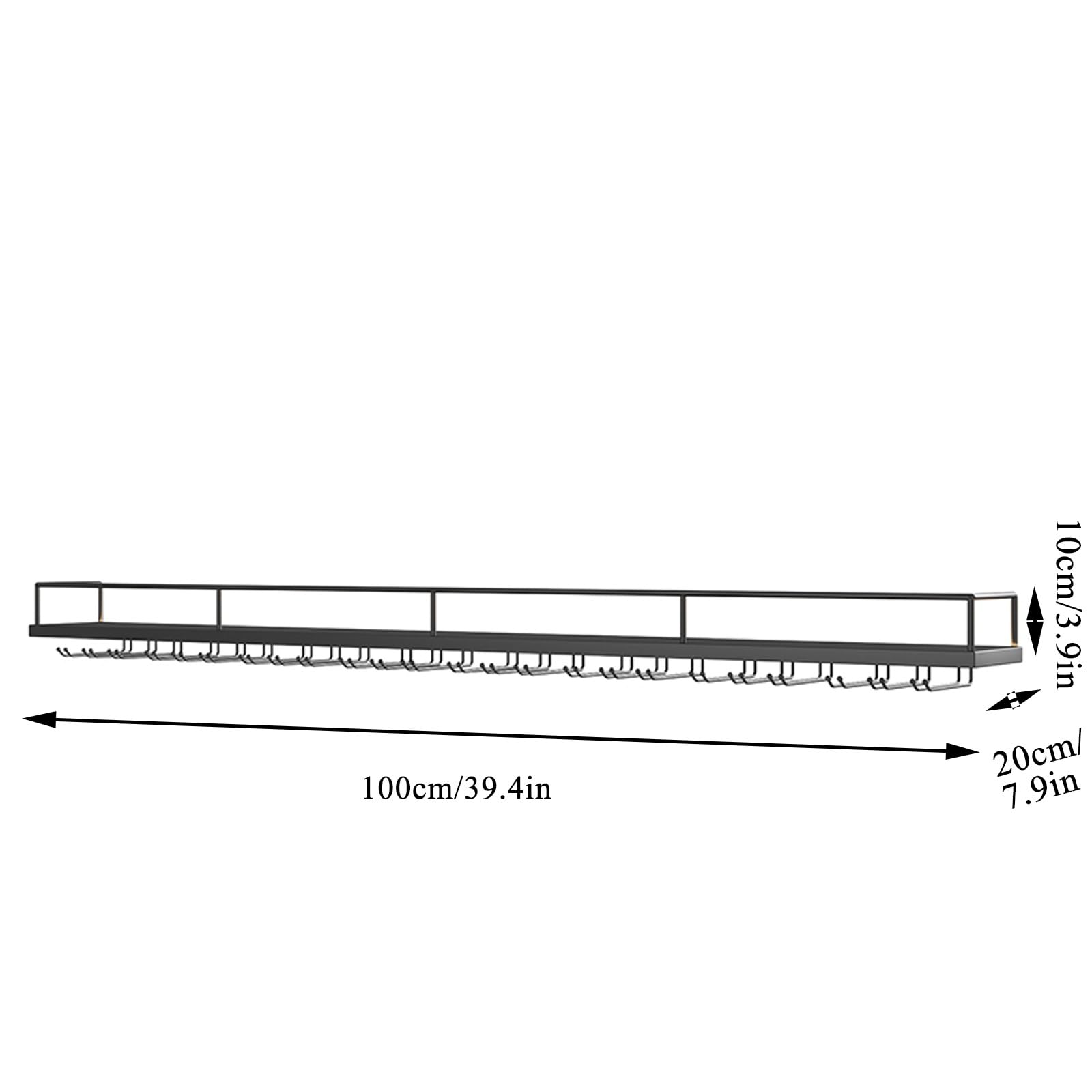Simple Home Wall Mounted Metal Bar Shelf for Liquor - Iron Wine Shelf with Glass Rack - Perfect for Living Room, Bar, Kitchen & Restaurant (Black)