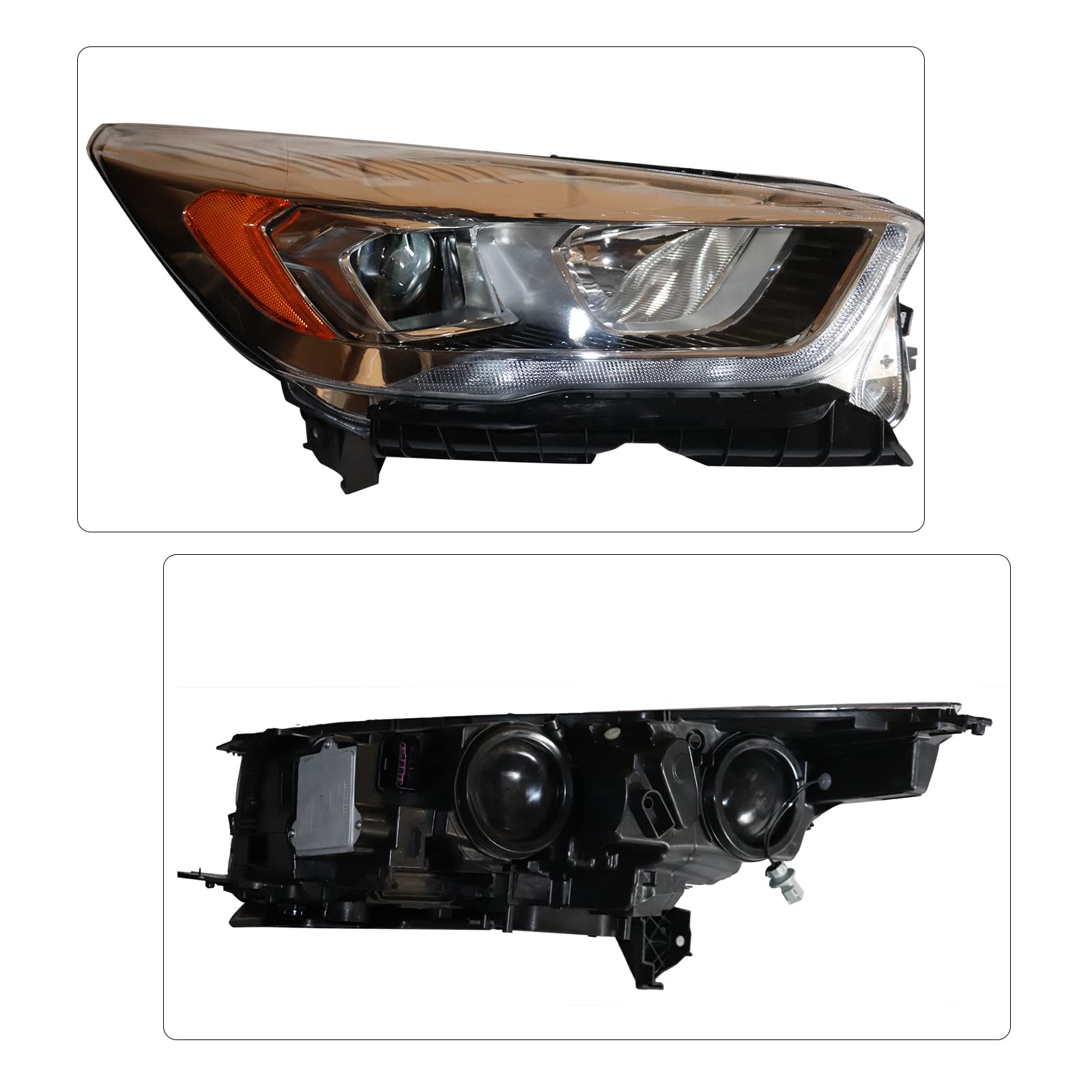 2017-2019 Ford Escape Right Passenger Side Halogen Headlight Assembly with LED - Replacement Front Headlamp for Improved Night Visibility | Perfect for City Driving & Off-Road Adventures