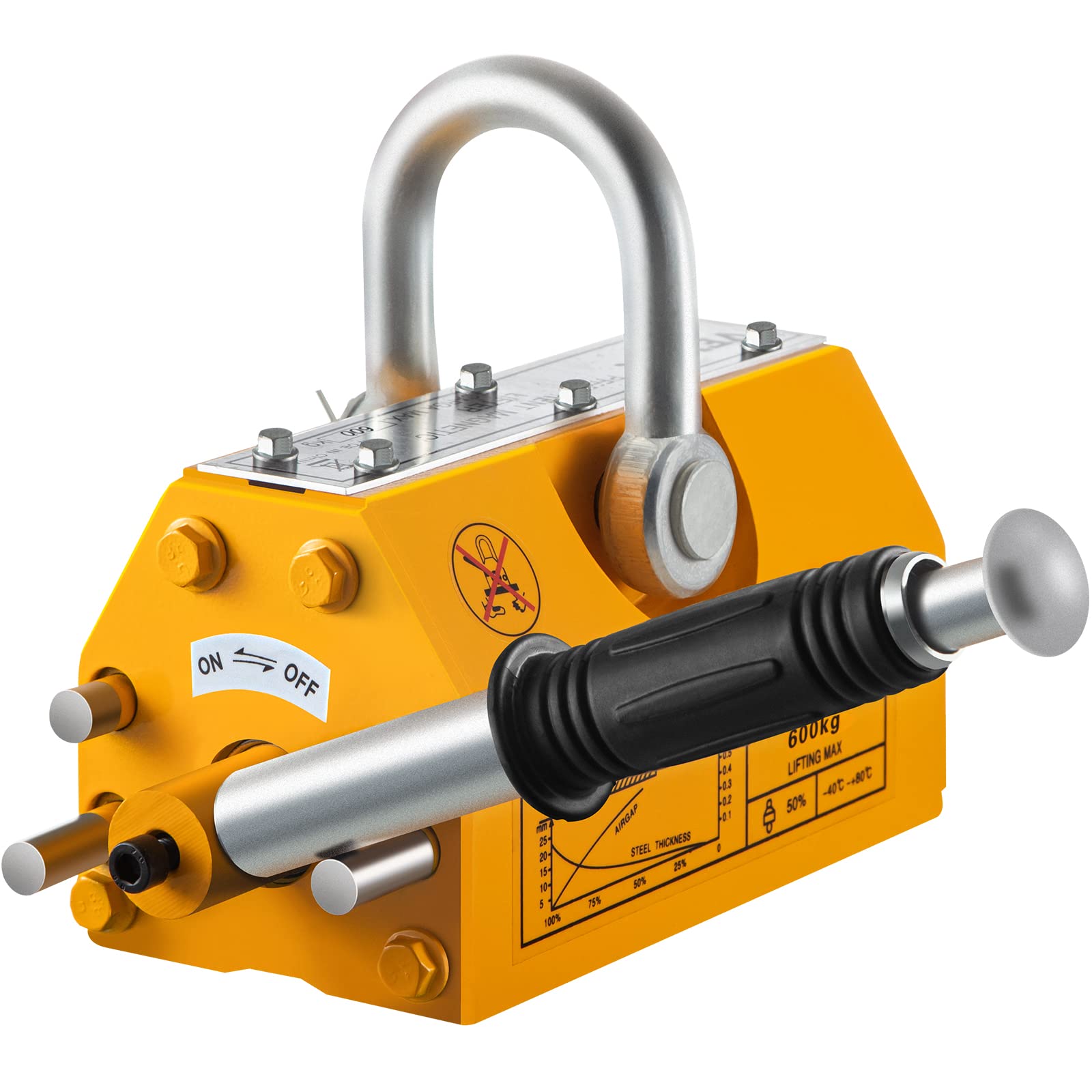 Happybuy 1320 LB Steel Magnetic Lifter - 600KG Neodymium Heavy Duty Metal Lifting Magnet for Shop Crane, Hoist & Industrial Material Handling - Perfect for Warehouse, Construction & Metal Fabrication