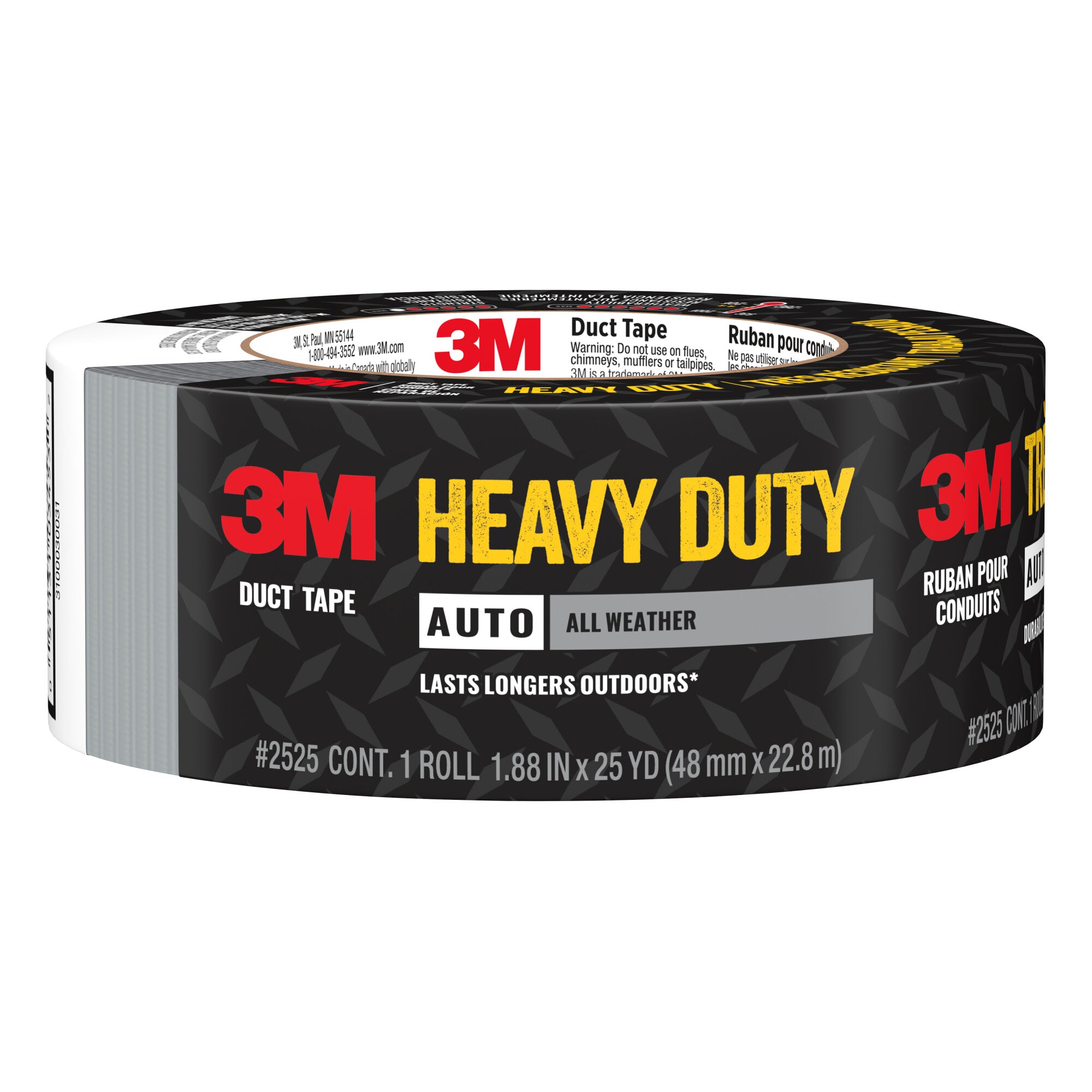 3M Heavy Duty All Weather Duct Tape 1.88 in x 25 yd - Waterproof, Strong Adhesive for Automotive, Home & Outdoor Repairs - Perfect for Emergency Fixes, HVAC, Pipes & DIY Projects