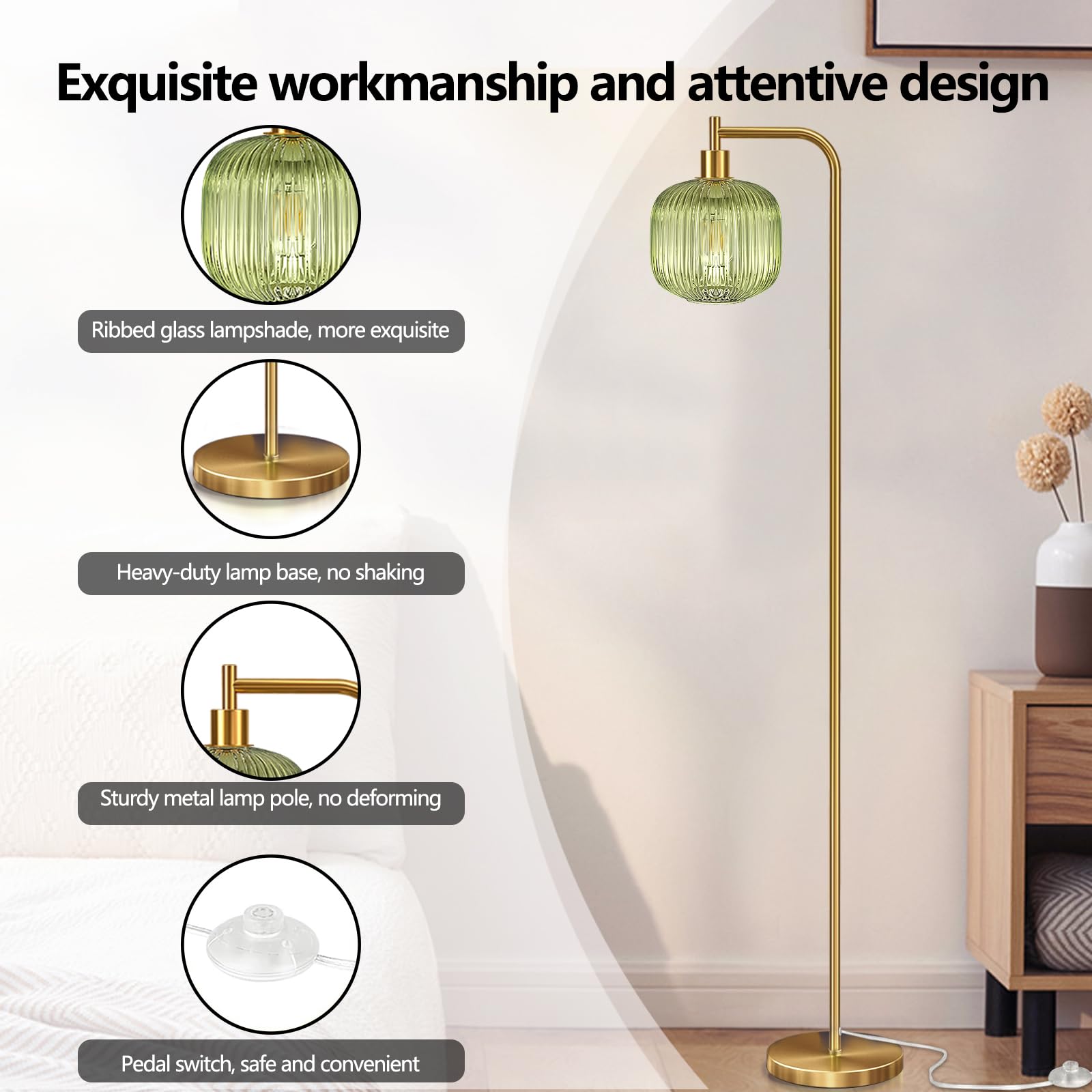 Modern Glass Floor Lamp for Living Room & Bedroom - 67
