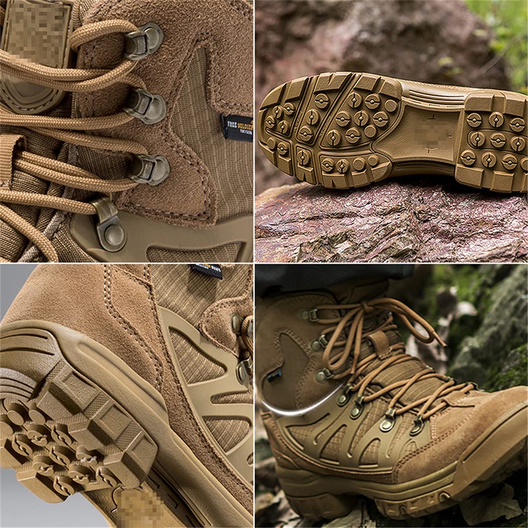 Men's Tactical Hiking Boots - Waterproof Leather Outdoor Shoes for Mountain Climbing, Camping & Military Use | Durable Anti-Slip Work Boots for Hunting, Trekking & Adventure Activities
