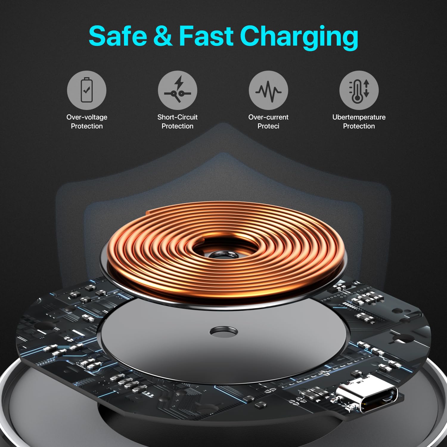 20W Fast Wireless Charger Pad - Qi-Certified Charging Station for iPhone 12/13/14/15/16, Samsung Galaxy S21/S22/S23/S24, Google Pixel & More - Perfect for Bedside, Office Desk & Car Use