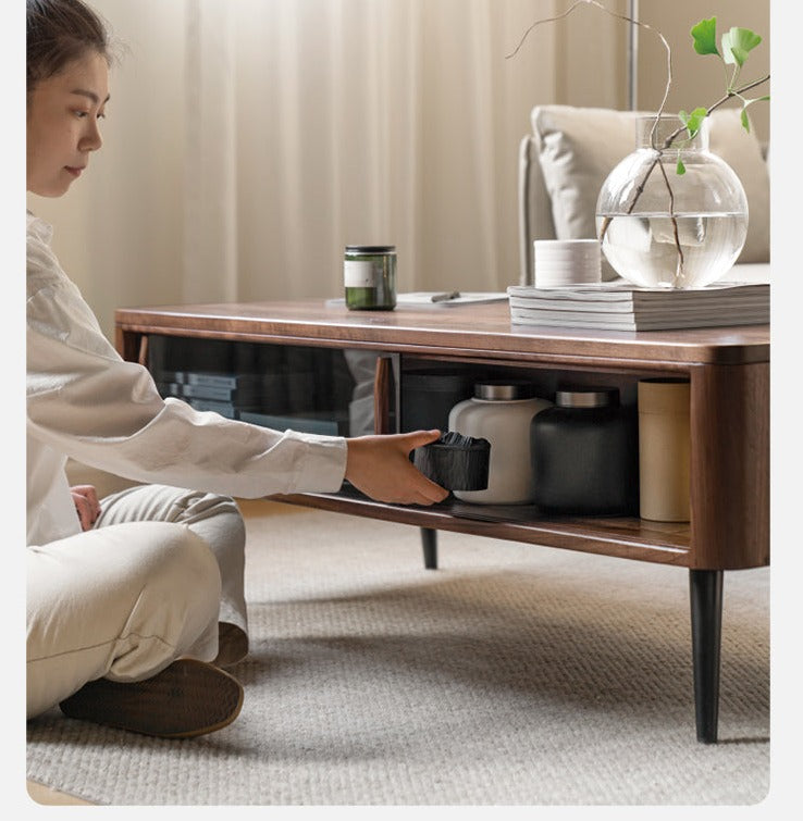 Solid Black Walnut Coffee Table - Handcrafted Wooden Living Room Furniture for Modern Home Decor, Perfect for Lounge, Family Gatherings & Coffee Time