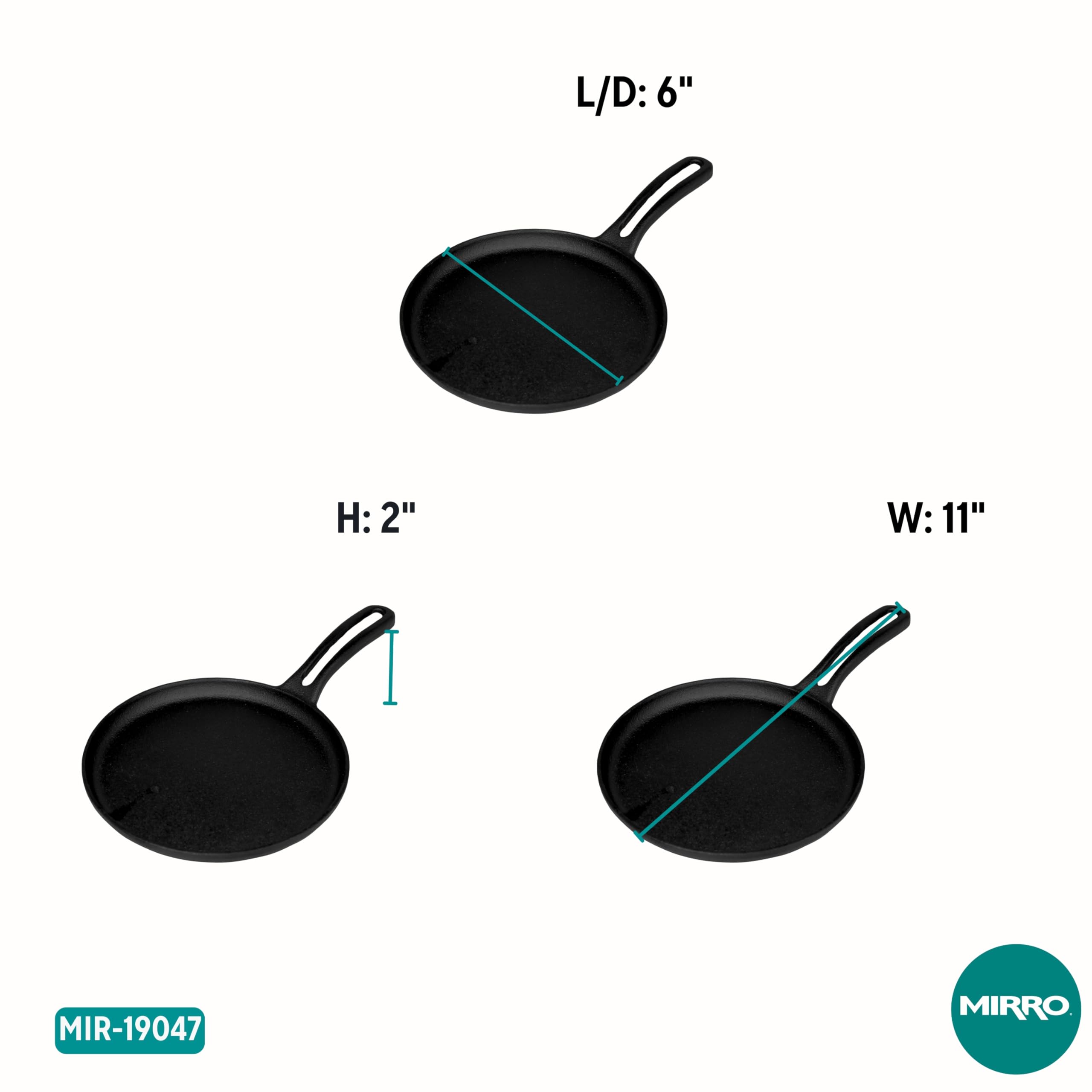 6 Inch Cast Iron Preseasoned Mini Griddle - Perfect for Stovetop, Camping & Small Kitchen Cooking
