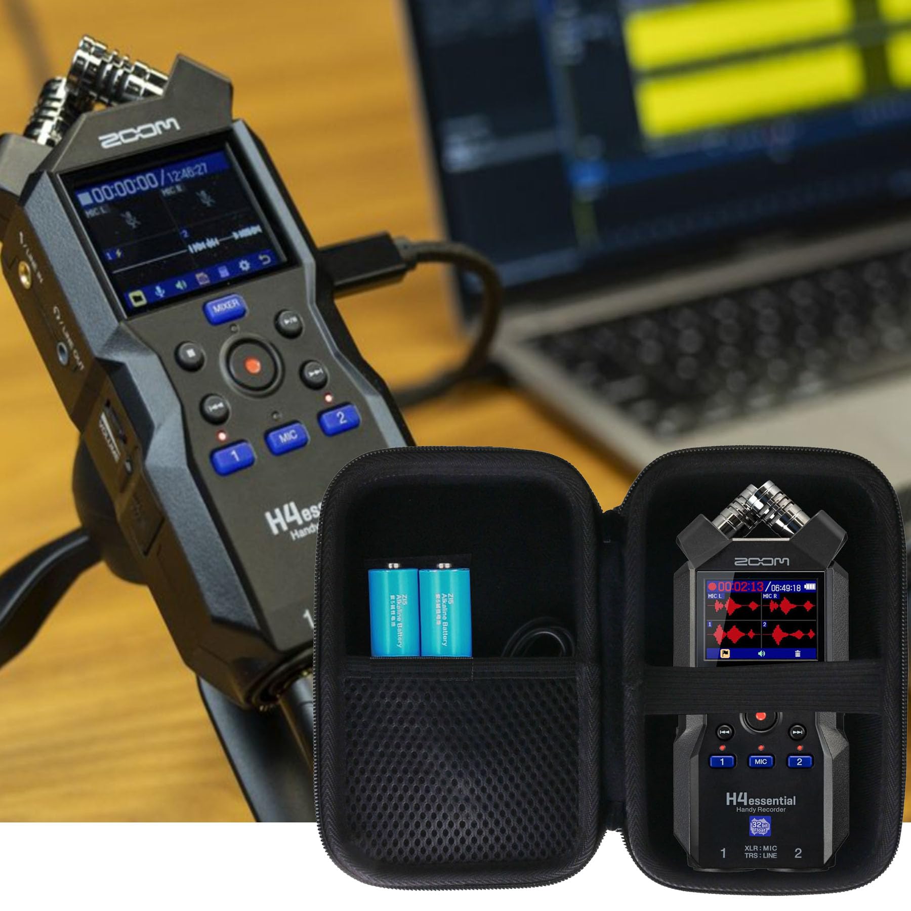 WERJIA Durable Hard Carrying Case for Zoom H4n Essential Portable Audio Recorder - Protective Storage Solution for Field Recording, Podcasting & Music Production