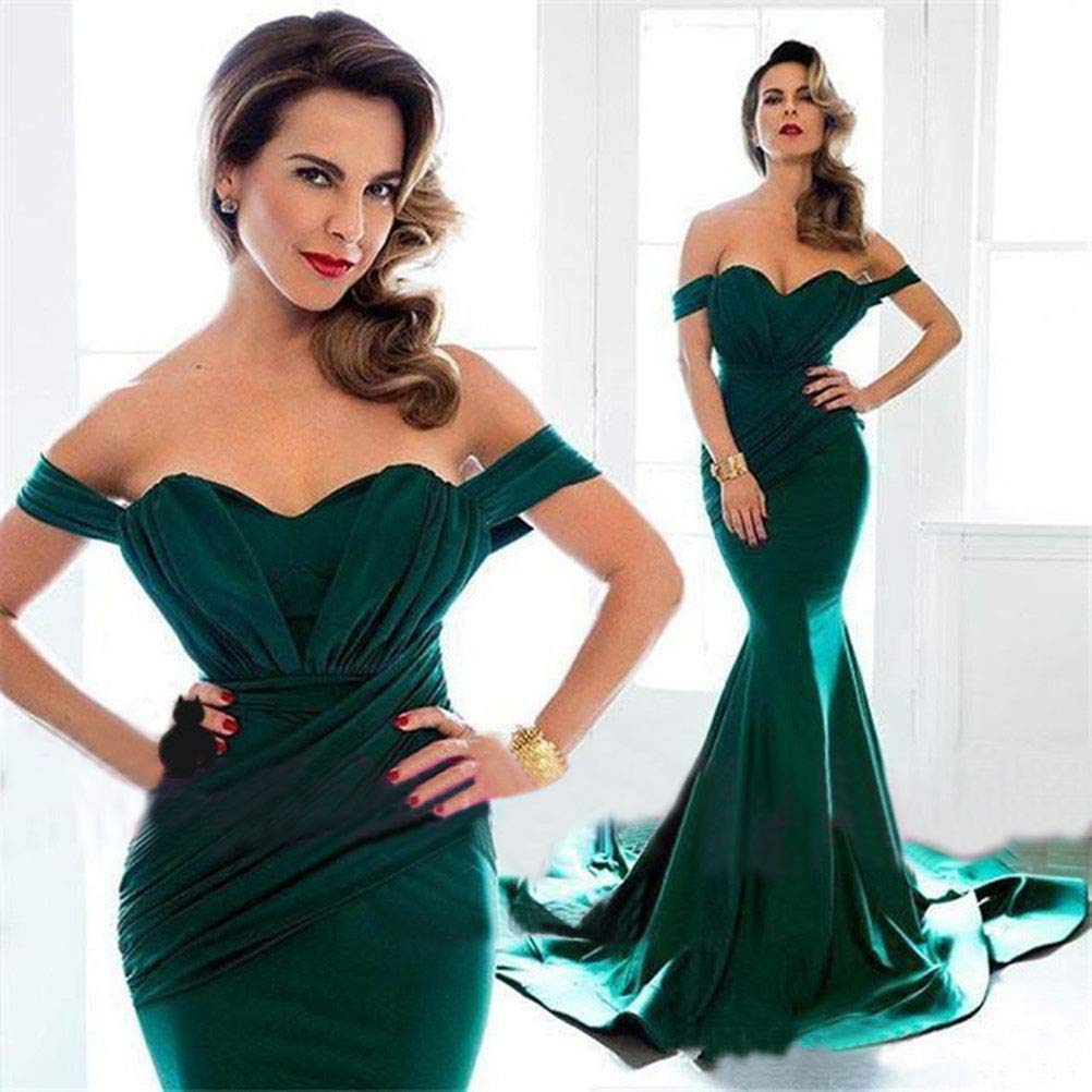 Emanni Women's Off Shoulder Mermaid Prom Dress - Satin Formal Evening Gown for Homecoming, Wedding, Party - Red (Perfect for Prom Night, Cocktail Party, Special Occasions)