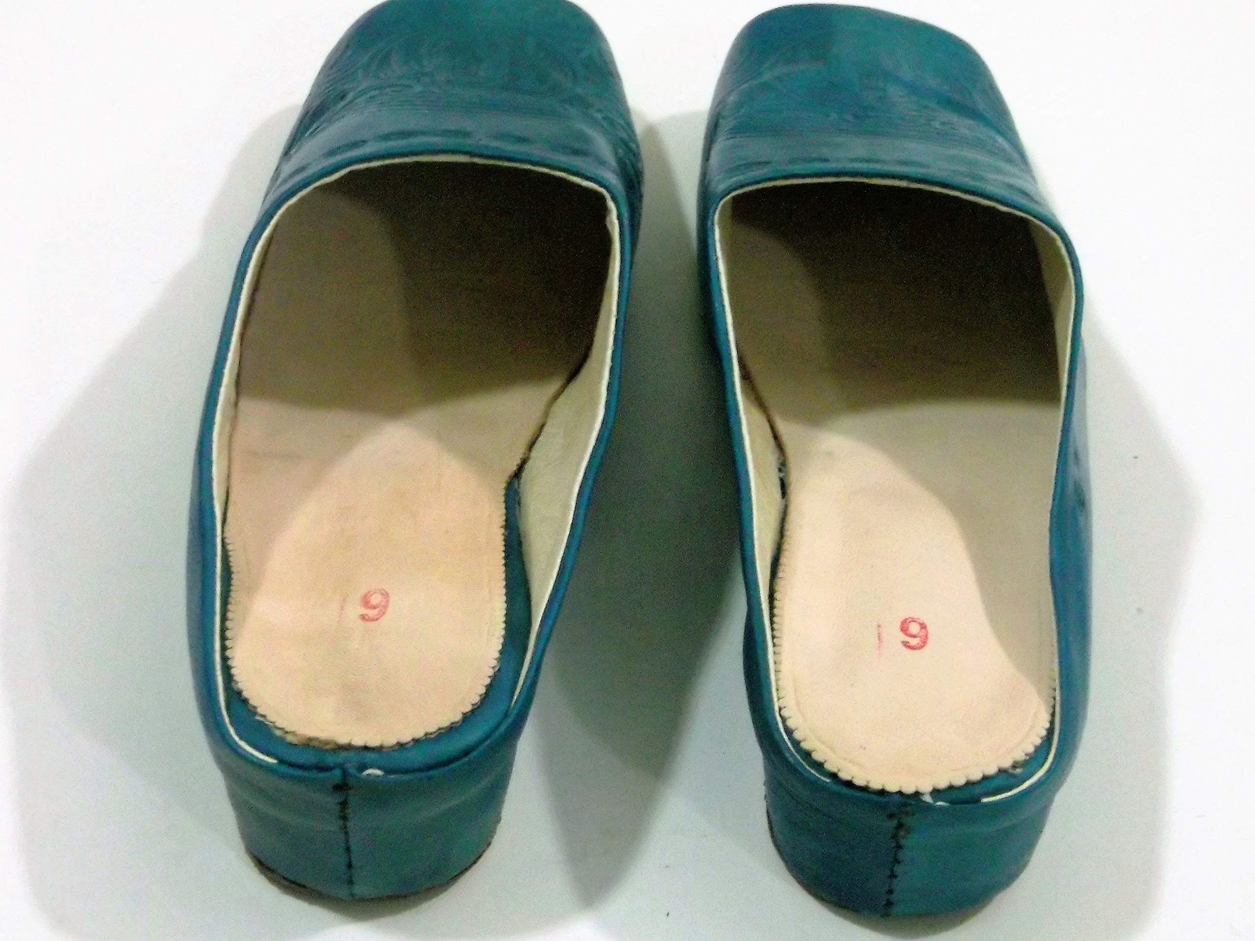 Premium Women's Leather House Slippers - Comfortable Blue Heeled Indoor Shoes, Handmade Soft Slippers for Relaxing | Ideal for Home, Lounge & Winter Nights (Gift for Her)
