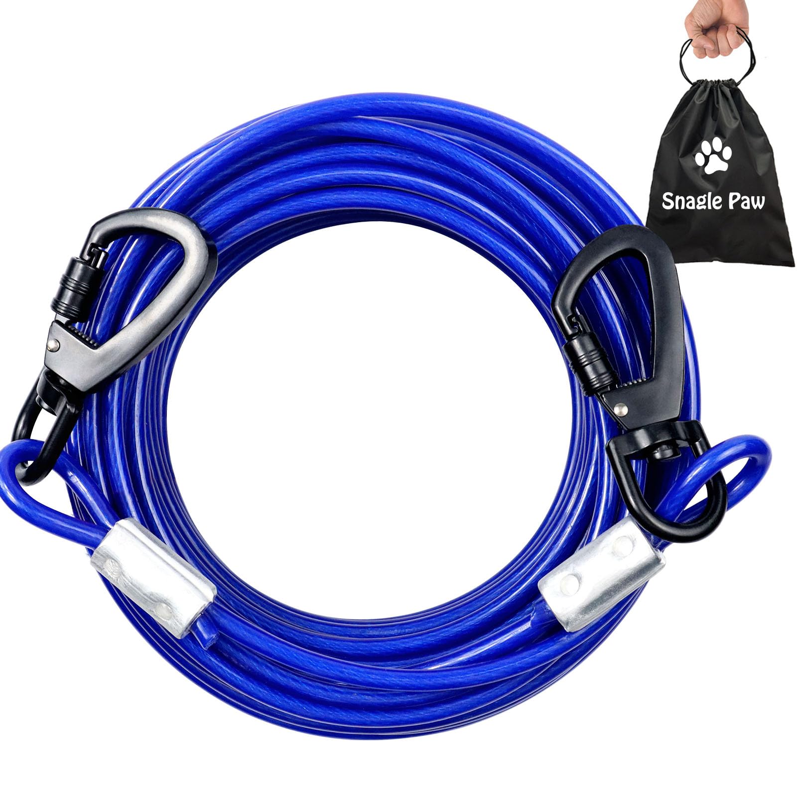50FT Heavy Duty Chew Proof Dog Tie Out Cable - 250lbs Weight Capacity for Large Dogs - Durable Outdoor Dog Runner for Yard, Camping & Backyard Playtime