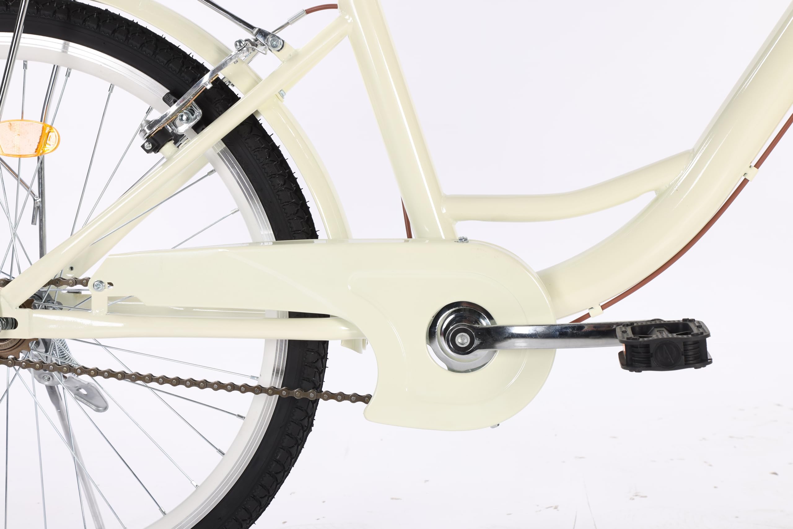 GARVEE 26 Inch Women's Beach Cruiser Bike with Basket - 1 Speed Step Through Commuter Bicycle for Adults, Adjustable Seat, Beige - Perfect for Beach Rides, City Commuting & Leisure Cycling