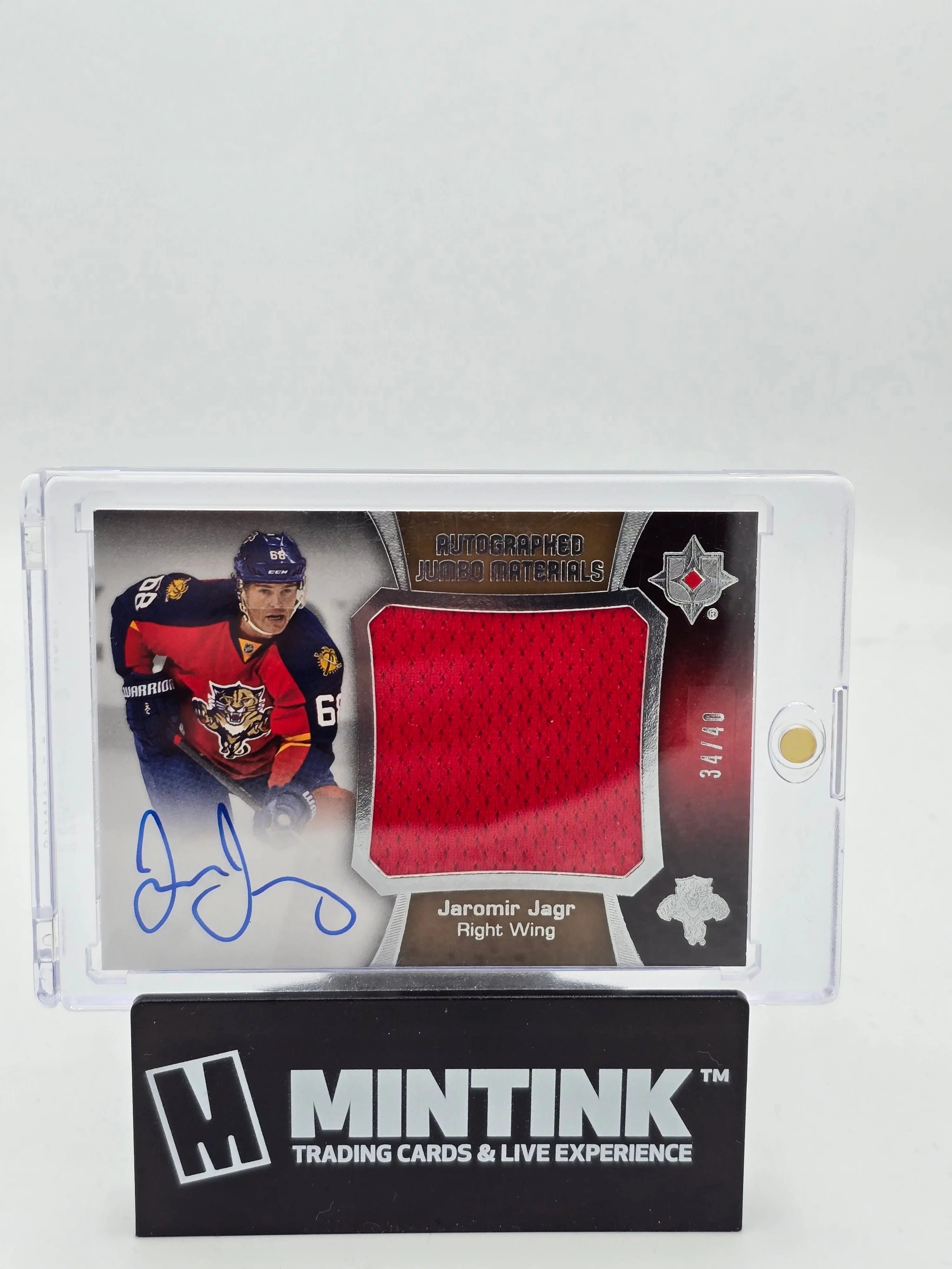 2015-16 Upper Deck Ultimate Collection Jaromir Jagr Jumbo Materials Autographed Hockey Card /40 - NHL Memorabilia for Collectors & Hockey Fans