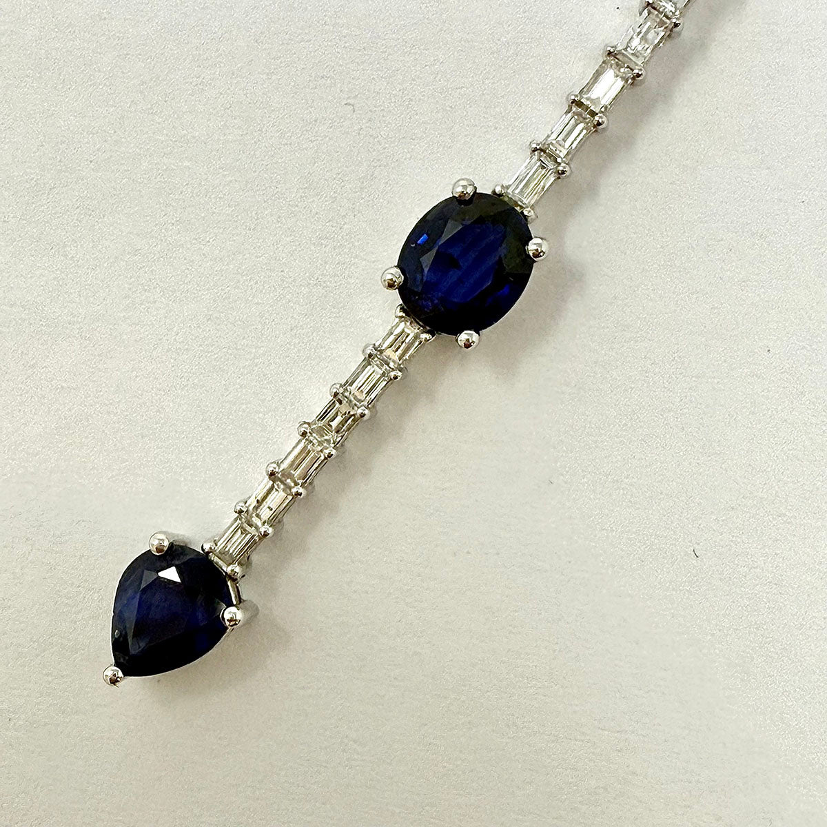 18K White Gold Diamond and Sapphire Drop Earrings for Women - Elegant Dangle Earrings for Wedding, Party & Special Occasions