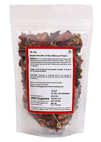 Organic Hibiscus Flower Petals (50g) - Gudhal ke Phool for Hair Care, Face Masks, Scalp Treatment & Blood Circulation | Natural Hair Cleanser & Face Pack | Perfect for Mocktails, Rosa Sinensis & Roselle Recipes | DIY Beauty & Healthy Drinks