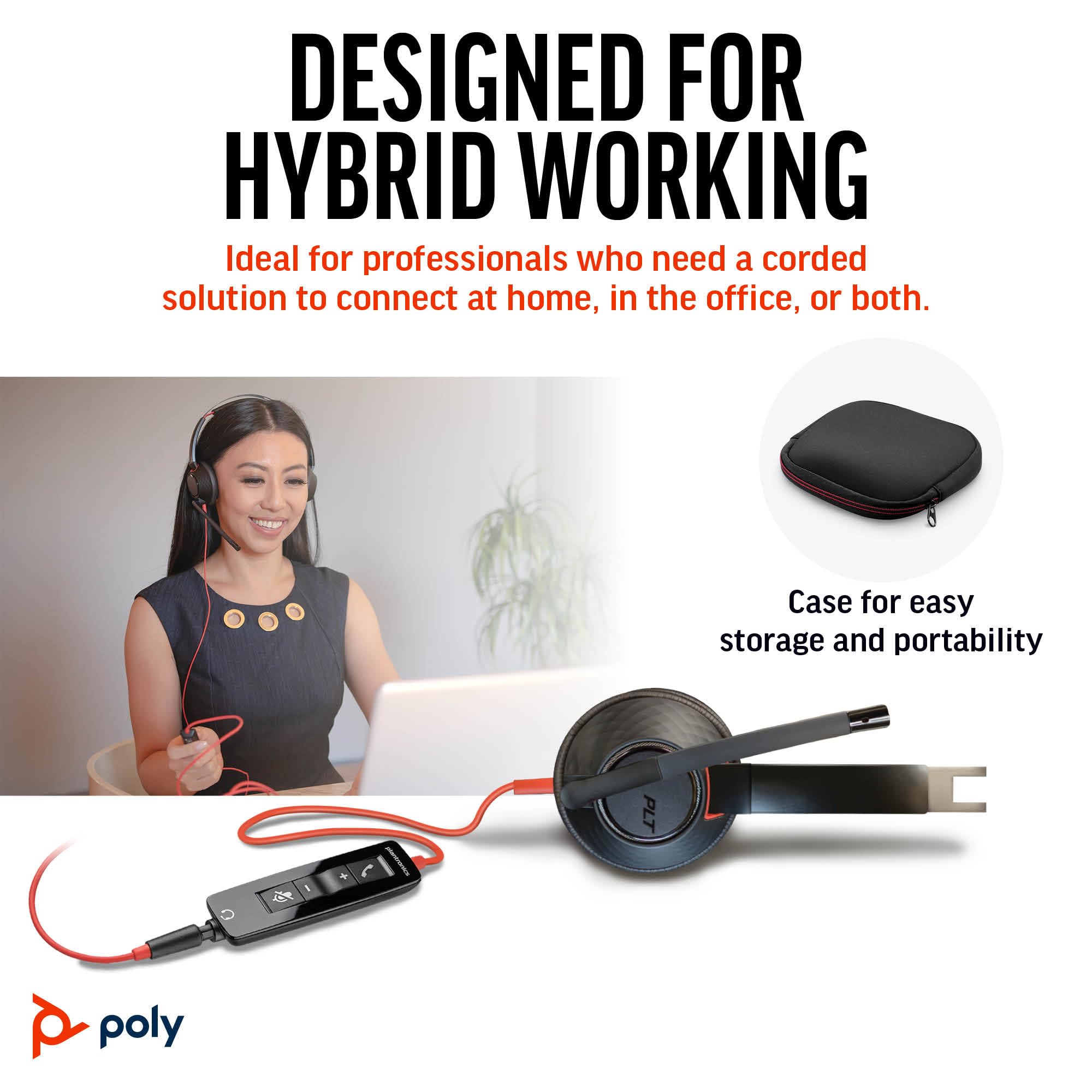 Poly Blackwire 5220 Wired Headset with Noise-Canceling Mic for PC, Mac & Mobile | USB-C/USB-A/3.5mm | Compatible with Teams, Zoom & VoIP Calls | Ergonomic Office Headphones for Remote Work & Online Meetings (Amazon Exclusive)