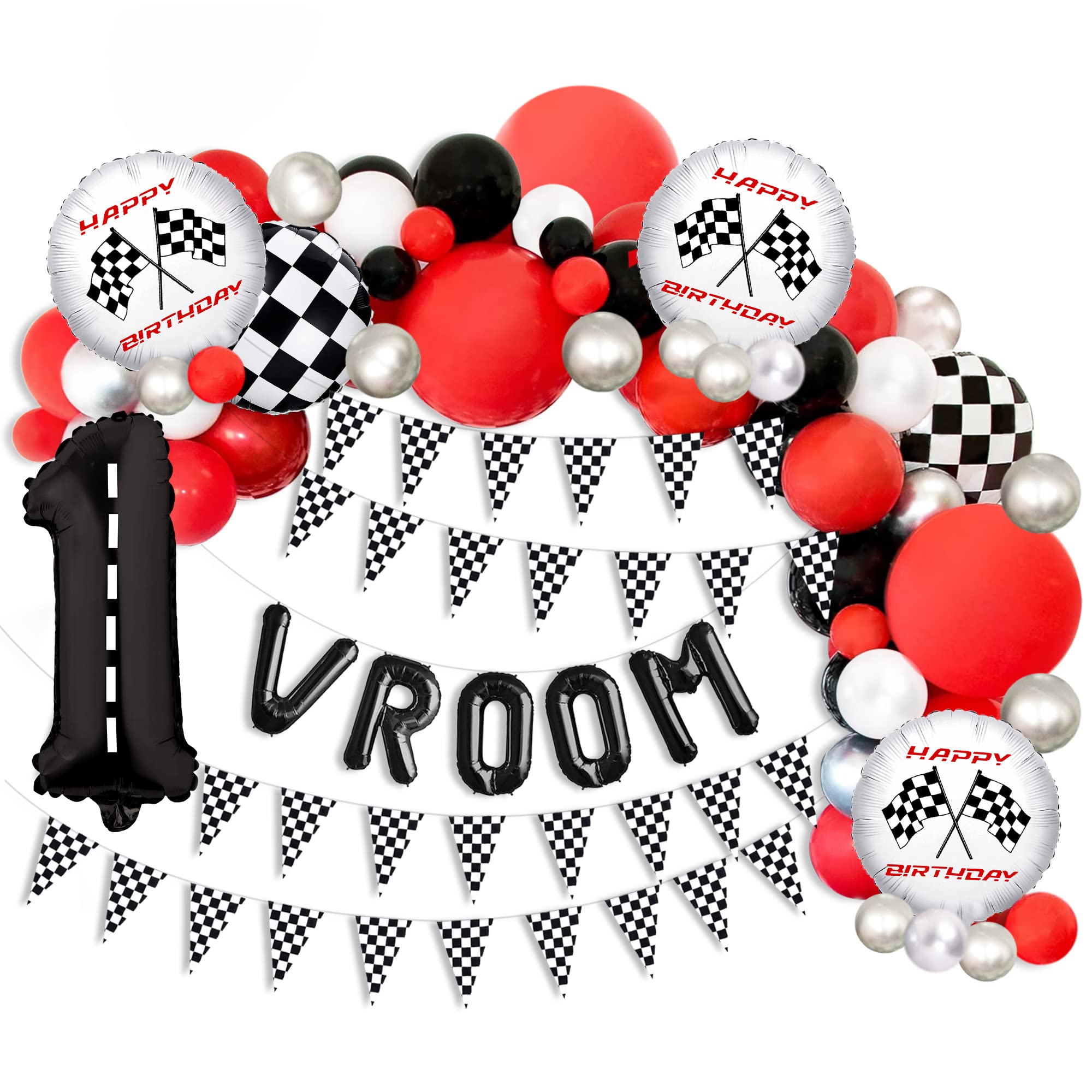 Race Car Balloon Arch Kit - Birthday Party Decorations for Boys, Racecar Theme Party Supplies, Happy Birthday Balloon Garland with Numbers - Perfect for Kids' Racecar Themed Birthday Parties, Baby Showers & Gender Reveals