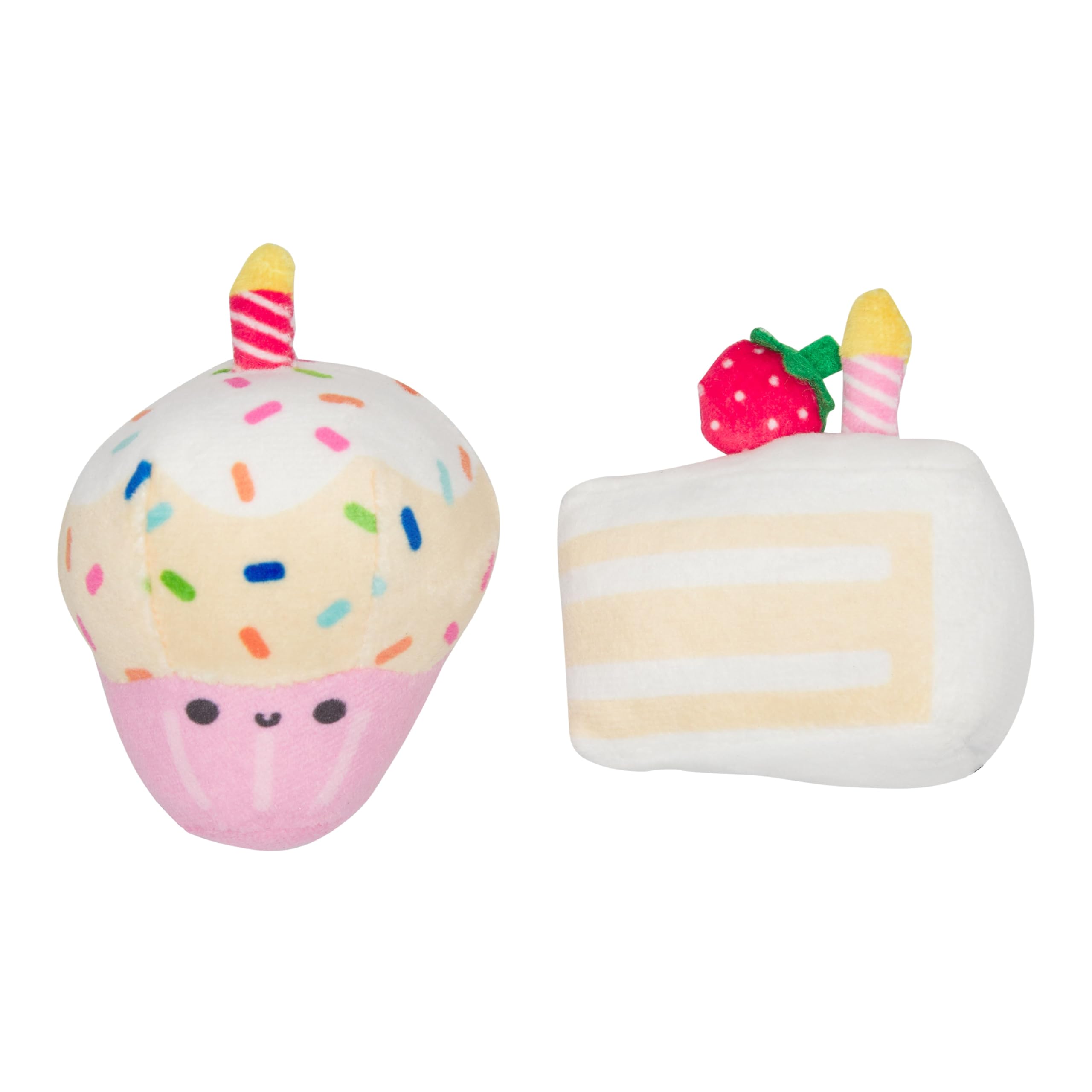 **Pearhead Happy Birthday Cake Cat Toy Set - Interactive Stuffed Cake & Cupcake with Catnip & Squeakers - Fun Kitten Toys for Playtime & Training - Perfect Pet Birthday Gift for Cat Lovers (Set of 2) - Great for Indoor Play, Bonding & Special Occasions**