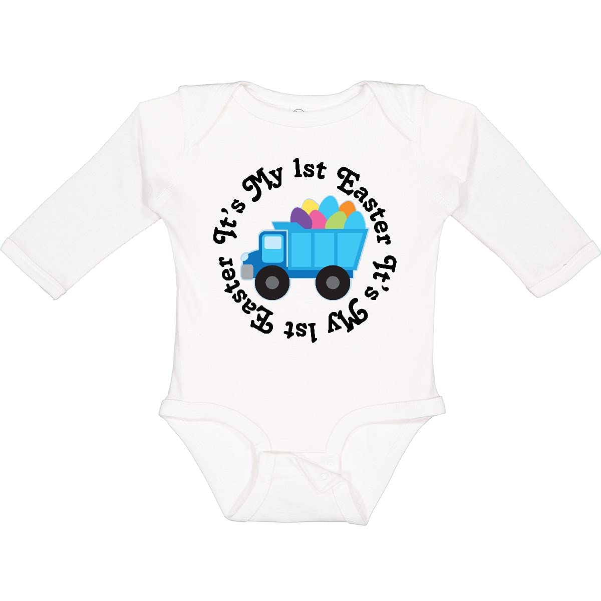 Inktastic 1st Easter Egg Truck Long Sleeve Baby Bodysuit - Cute Easter Outfit for Boys & Girls - Perfect for Easter Photos, Family Gatherings & Spring Celebrations