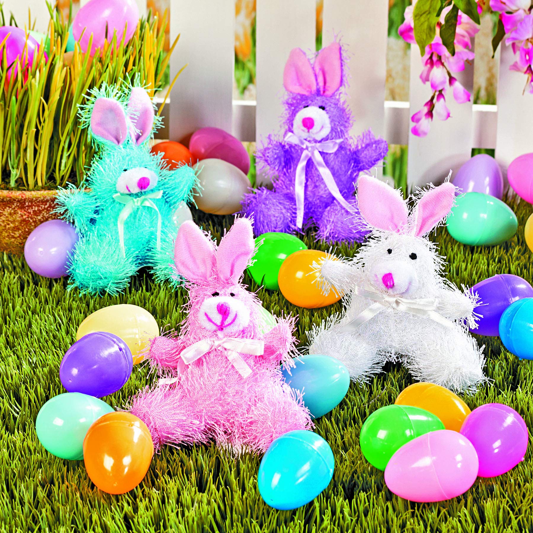 Pastel Furry Stuffed Bunnies (12 Pack) - Soft Plush Easter Bunny Toys for Easter Basket Fillers, Party Favors, Kids Gifts & Spring Decorations - Perfect for Easter Celebrations, Birthday Parties & Nursery Decor