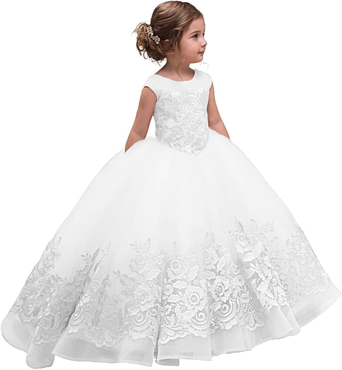 Elegant Champagne Princess Dress for Girls - Perfect for Birthday Parties, Pageants & Special Occasions