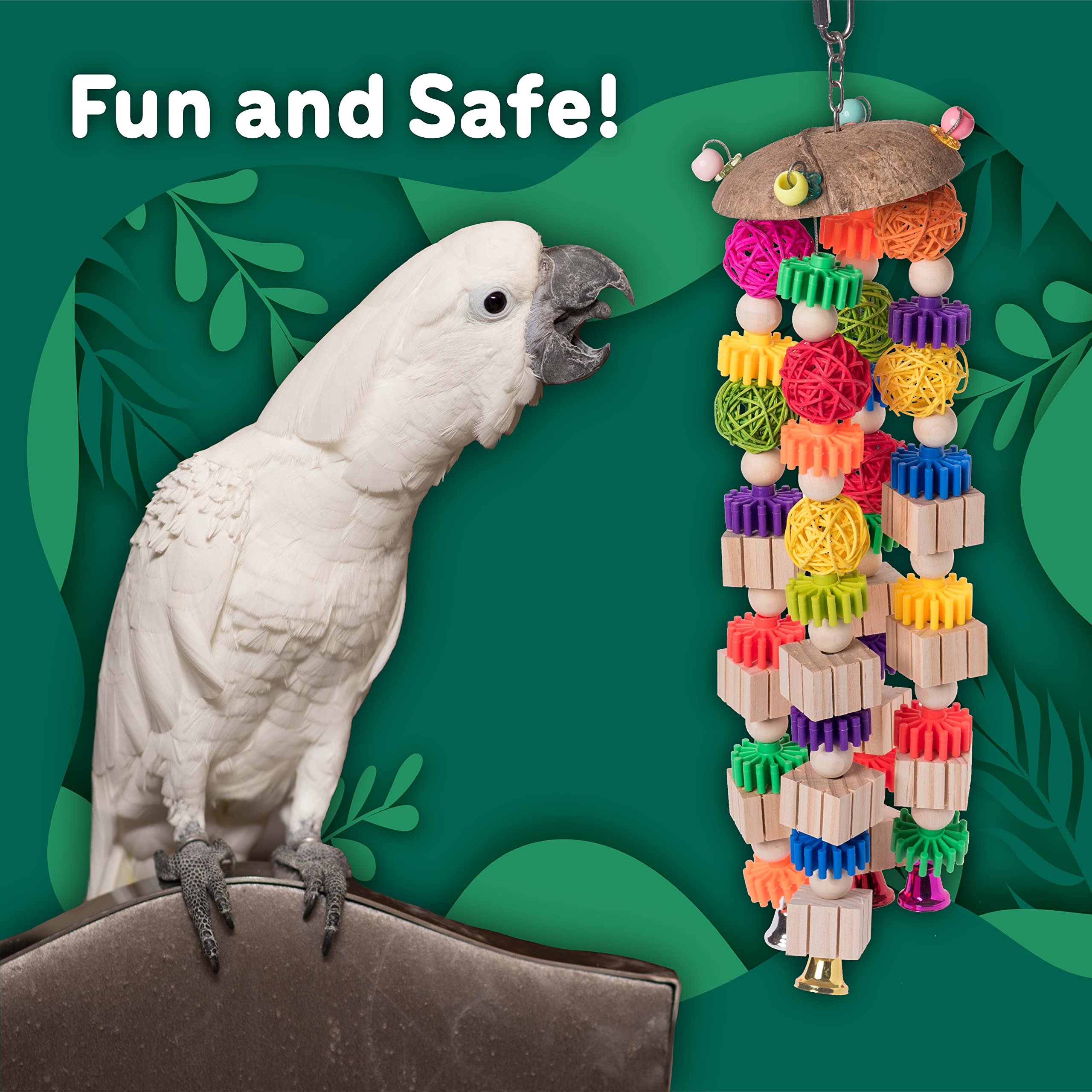 Durable Wooden Chew Toys for Large Parrots - Sweet Secret Parrot Toys for Cockatoos & African Greys | Medium to Large Bird Enrichment for Play & Exercise