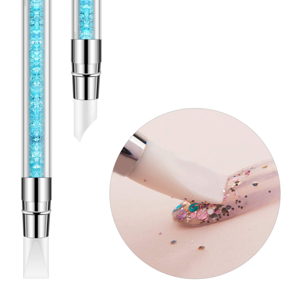 5 Pcs Silicone Nail Art Tools Set - Dual Tipped Nail Sculpture Pen, Rhinestone & Polish Carving Pen with Rubber Tips - Perfect for DIY Nail Art, Salon Professionals & Home Manicures