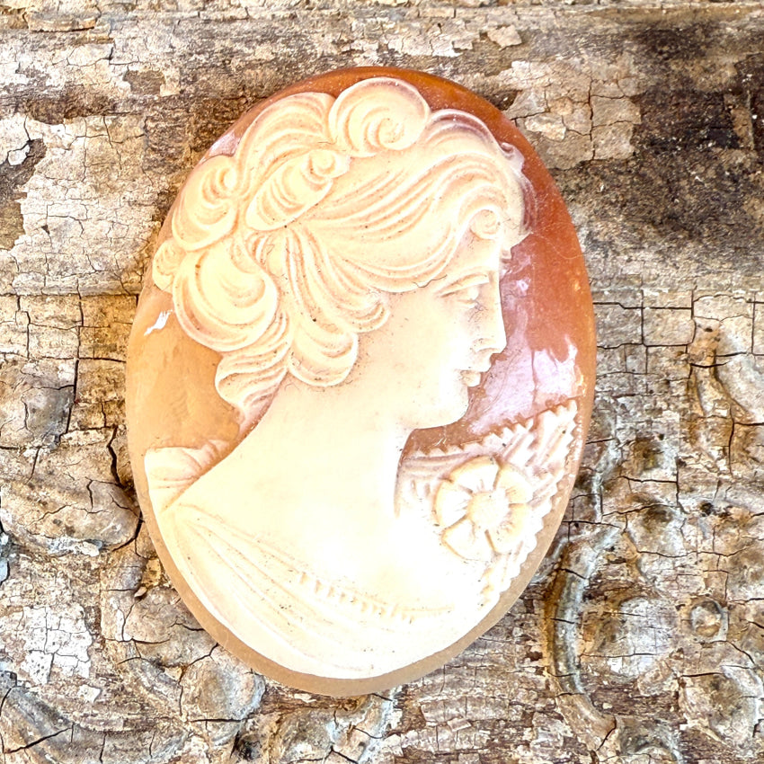 Vintage Hand-Carved Shell Cameo Pendant - Antique Unset Jewelry for Necklace Making & Collecting - Perfect for Victorian, Steampunk & Gothic Fashion Accessories