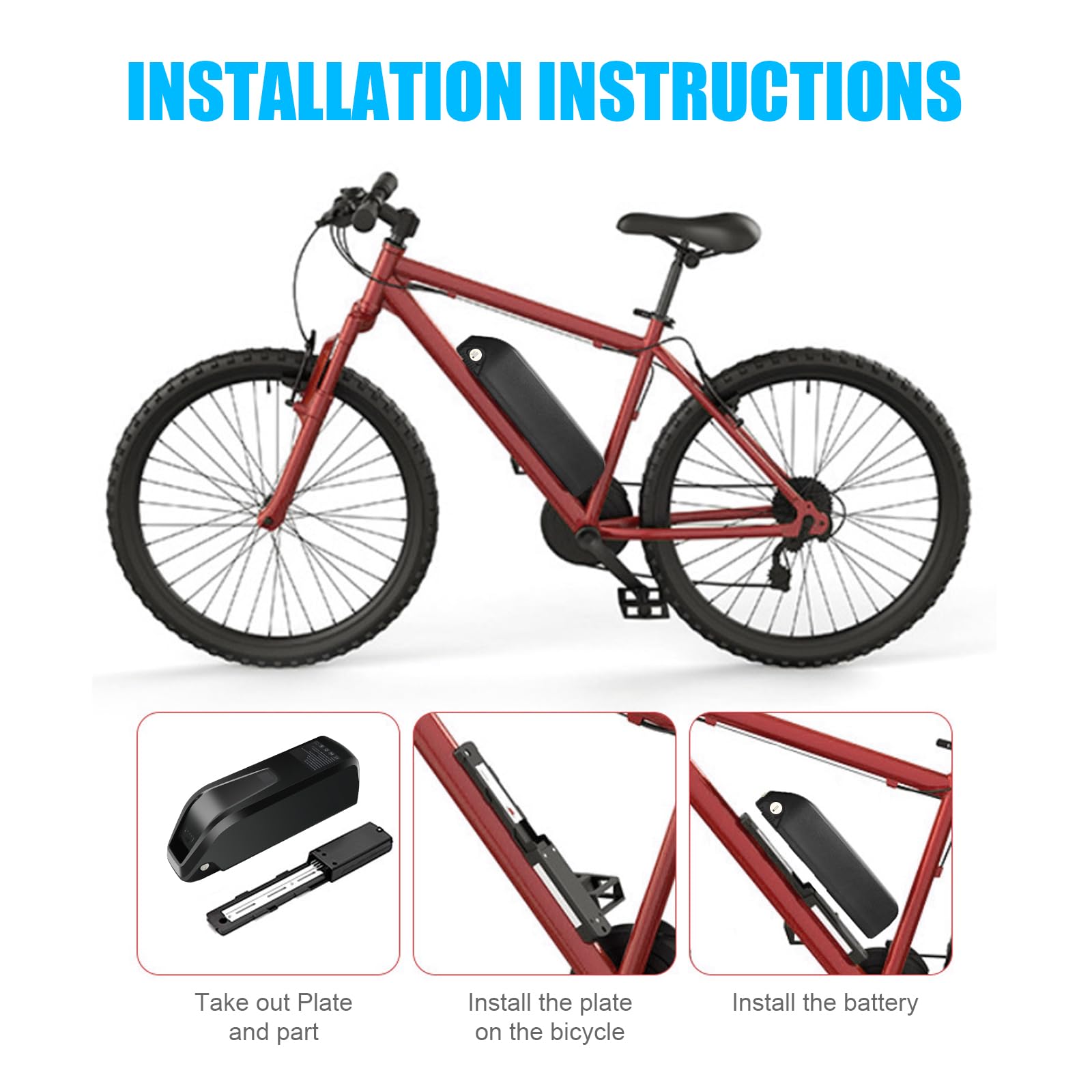 48V 17Ah Lithium Ebike Battery with Fast 2A Charger & USB Output - 30A BMS for 0-1400W Motors - Safe Lock & LED Indicator - Perfect for Commuting, Mountain Biking & Long-Distance Rides