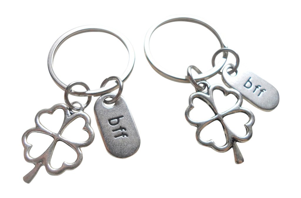 Double BFF Clover Keychains - Lucky Friendship Gift; Best Friend Accessories for Everyday Use