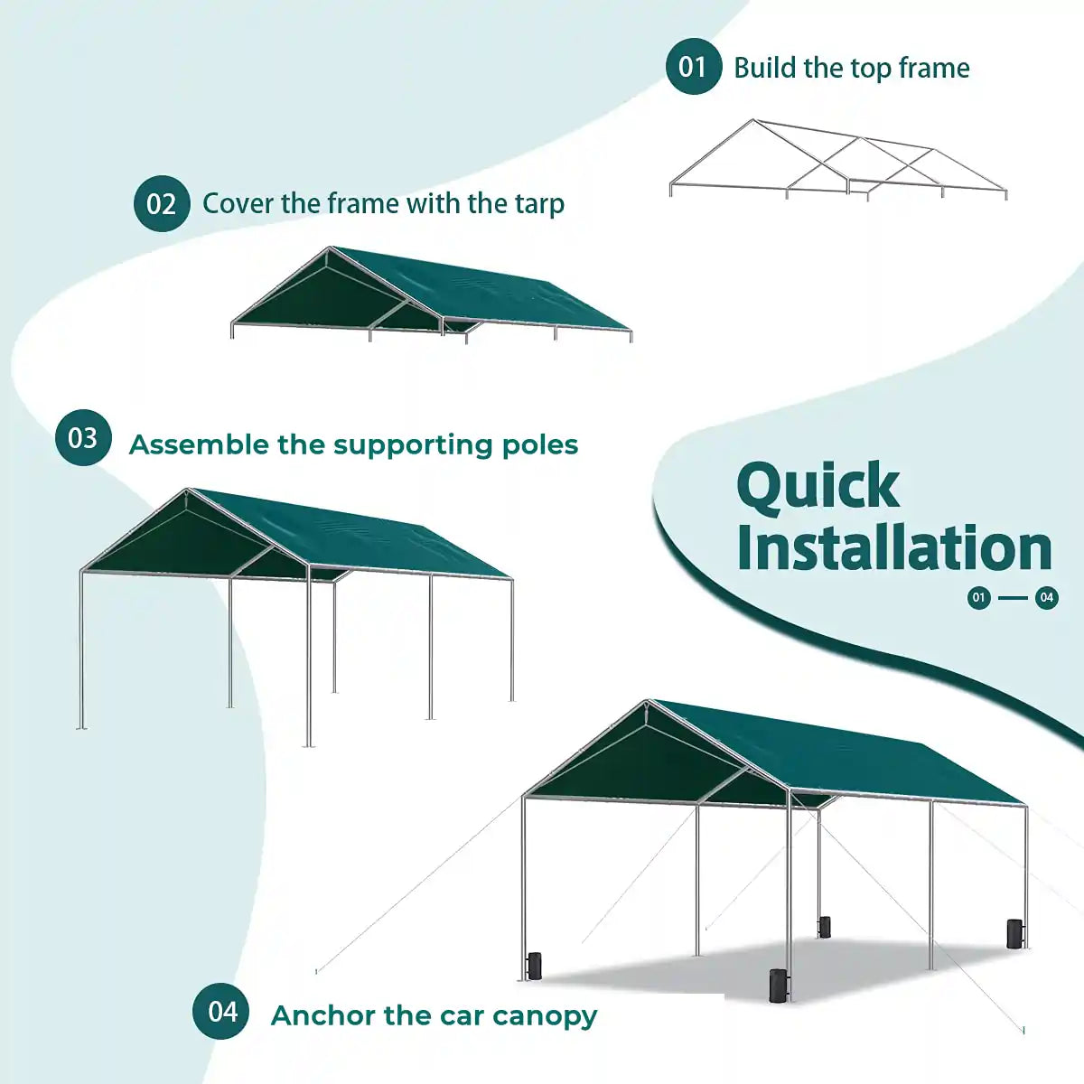 20' x 10' Heavy Duty Car Canopy Shelter - Waterproof UV Protection Outdoor Carport for Vehicles, Parties, Camping & Backyard Use