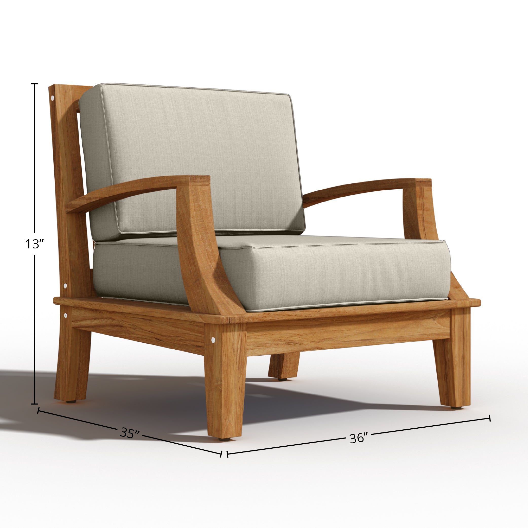 Eliane 4-Piece Teak Outdoor Patio Deep Seating Set with Sunbrella Canvas Cushions - Durable All-Weather Furniture for Backyard, Poolside & Garden Relaxation