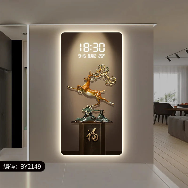 Deer Scenery Digital Wall Clock with Large Display - Modern LED Alarm Clock for Bedroom, Living Room, Office & Home Decor