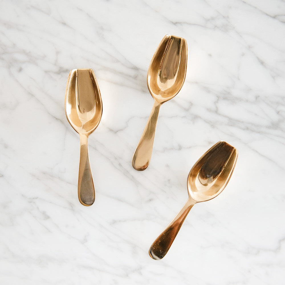 Premium Small Brass Scoop - Handcrafted Kitchen Tool for Spices, Coffee, Tea & Sugar - Perfect for Measuring, Serving & Decorating