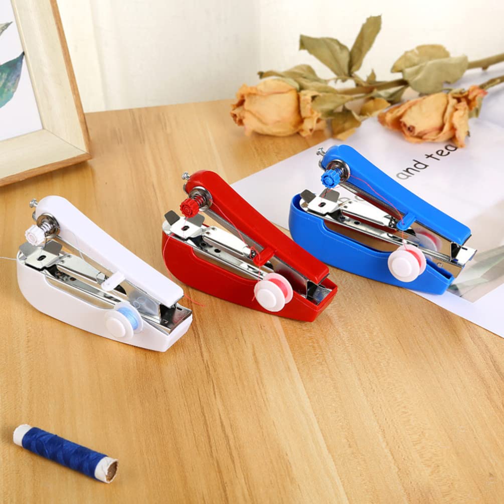 VICASKY 3-Piece Mini Sewing Machine Kit - Portable Handheld Manual Sewing Tool for Quick Repairs, DIY Crafts, and Clothing Alterations | Perfect for Home, Travel, and Emergency Fixes