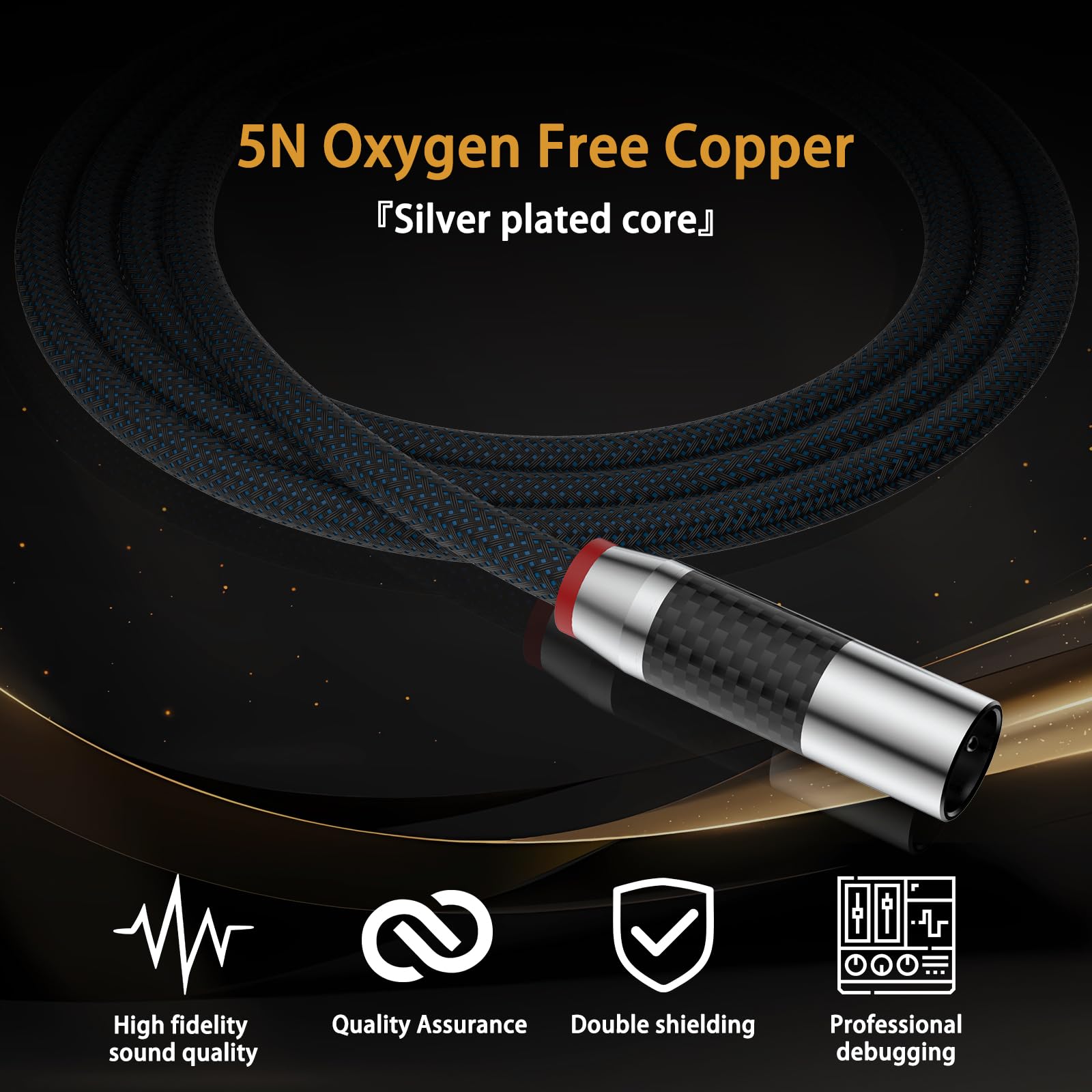 Premium XLR Male to Female Balanced Audio Cable - 3-Pin HiFi Microphone Cable for Studio Recording, Live Sound & DJ Equipment (2m/6.56ft) - Perfect for Professional Audio Interfaces, Mixers & PA Systems