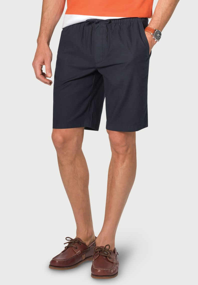 BROOK TAVER Cowdrey Linen Shorts for Men - Navy Blue Casual Summer Shorts | Comfortable & Breathable Linen Pants for Beach, Travel & Outdoor Activities