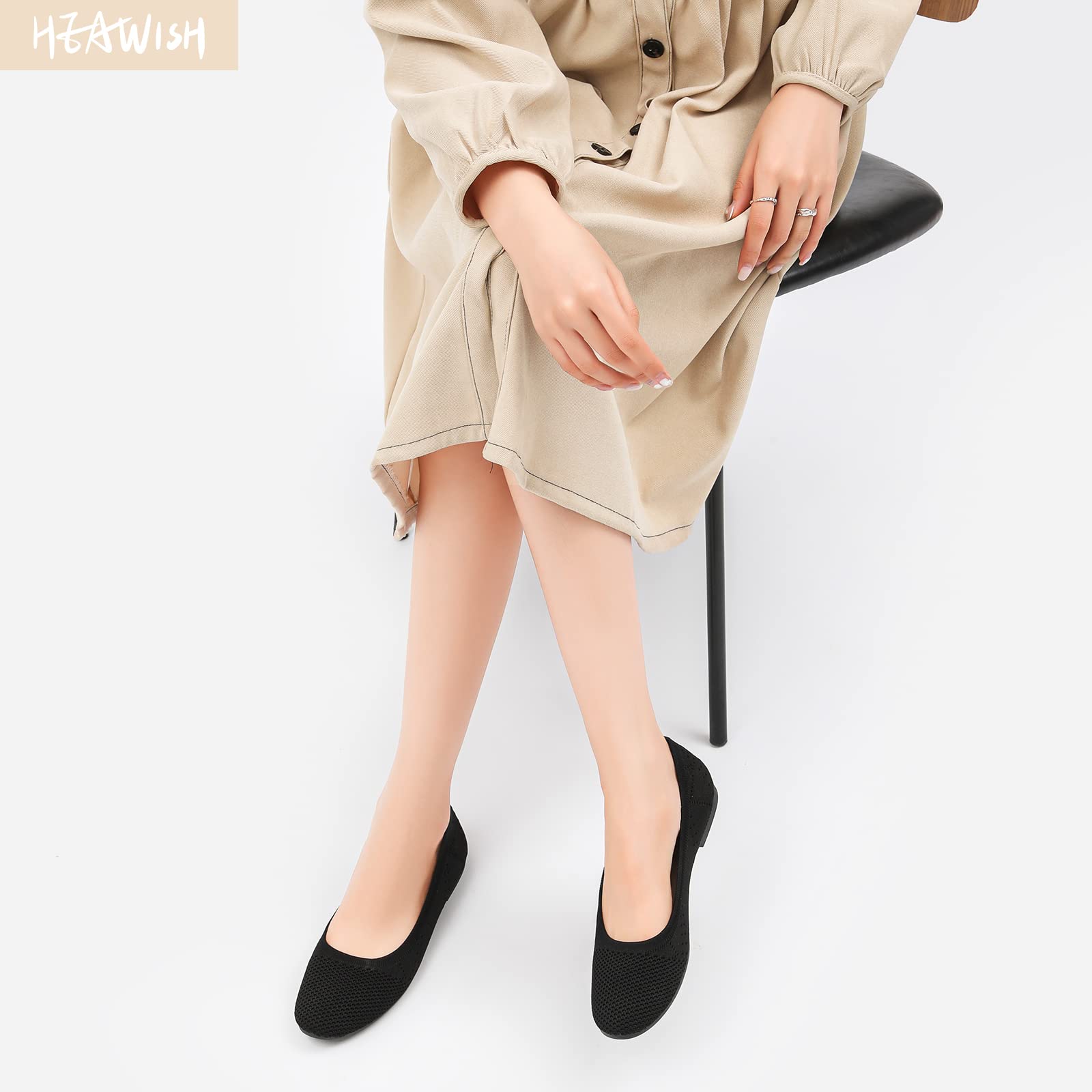 HEAWISH Women's Comfortable Round Toe Ballet Flats - Slip On Casual Walking Shoes for Women | Perfect for Office, Travel & Everyday Wear
