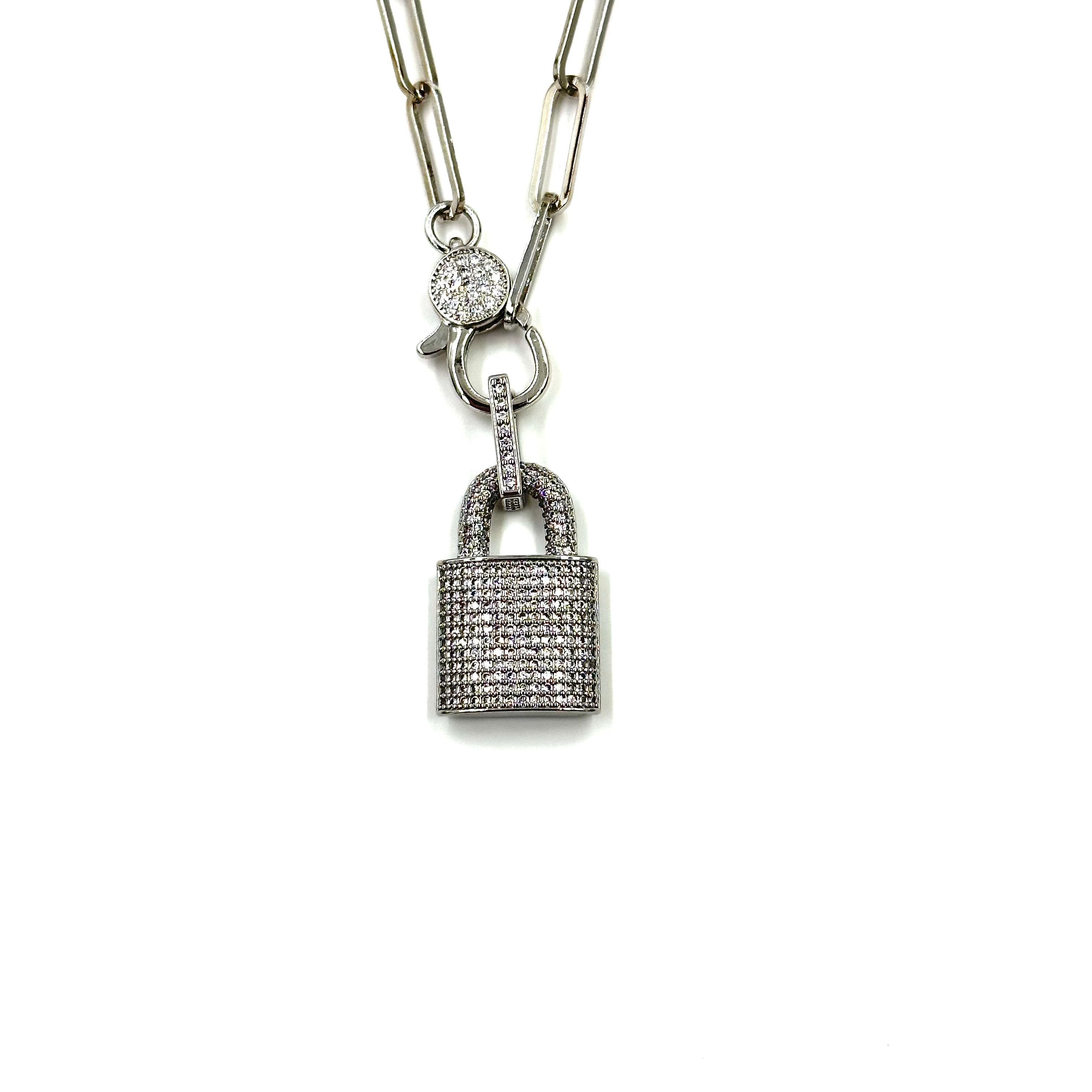 Ashley Gold Stainless Steel CZ Lobster Clasp With Lock Pendant - Elegant Jewelry for Necklaces, Bracelets & Keychains - Perfect for Gifts, Parties & Everyday Wear