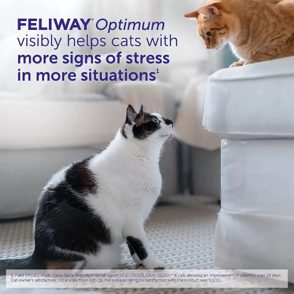 FELIWAY OPTIMUM Cat Calming Diffuser Refill - 30 Day Supply | Reduces Stress & Anxiety in Cats | Perfect for Multi-Cat Homes & Vet Visits