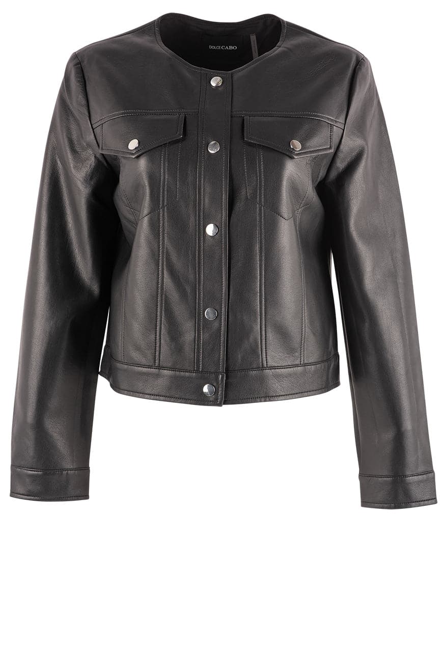 Dolce Cabo Faux Leather Jacket for Women - Stylish Vegan Leather Biker Jacket, Black - Perfect for Casual Outfits, Night Out & Motorcycle Riding
