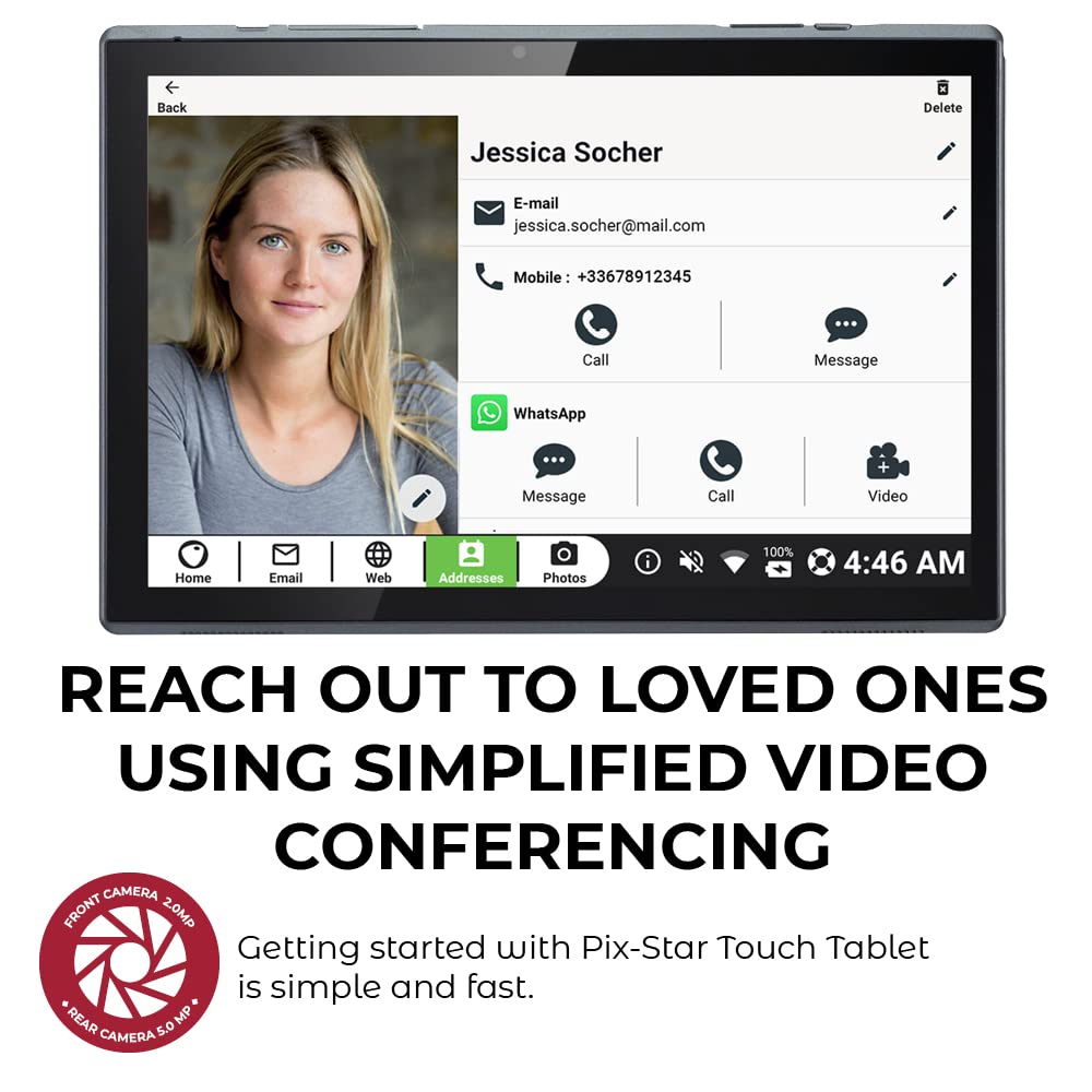 Easy-to-Use 10.1 Inch Touch Screen Tablet for Seniors - Simple Interface, WiFi, Dual Cameras - Perfect for Video Calls, Web Browsing & Photos - Great Gift for Elderly Parents & Grandparents - Ideal for Family Communication, Online Learning & Entertainment