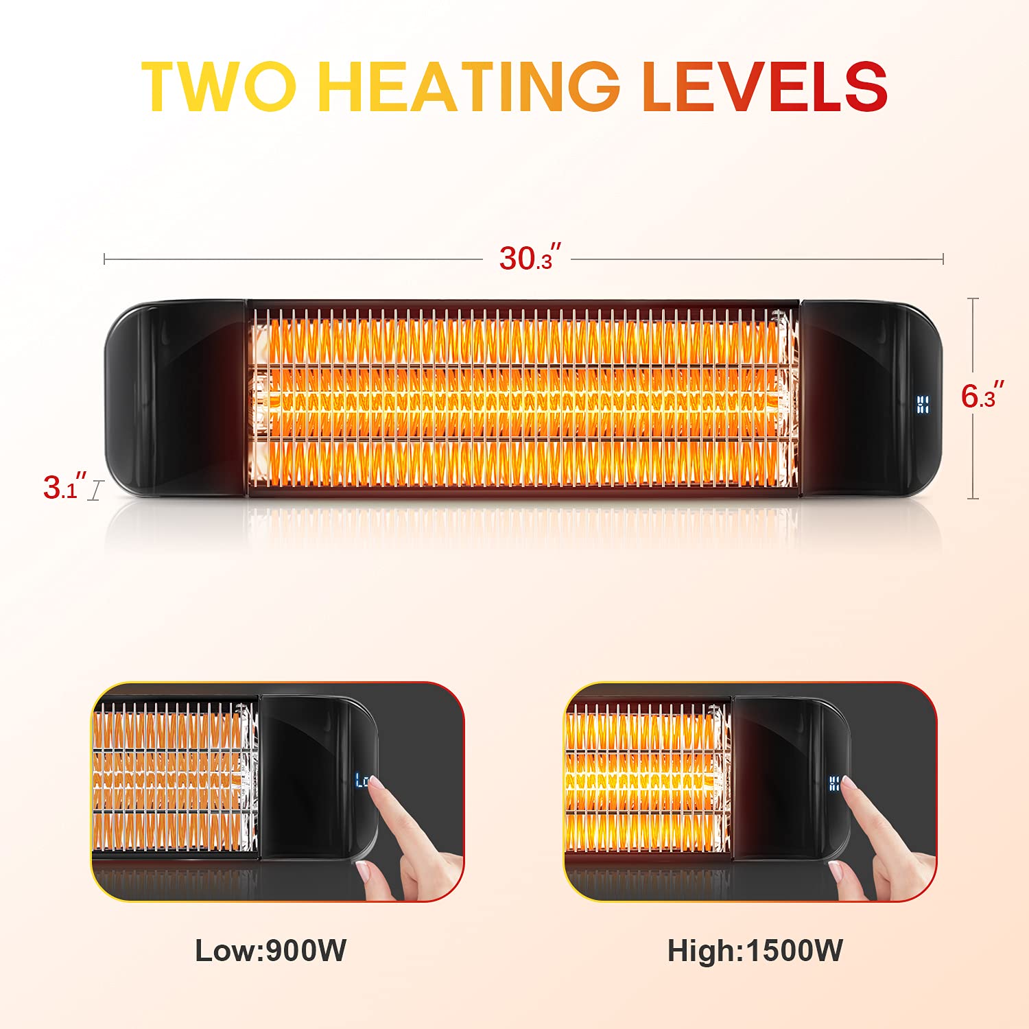1500W Carbon Infrared Outdoor Heater with Remote Control - IP65 Waterproof Wall Mounted Patio Heater, 2 Power Levels - Perfect for Backyard, Garage, Deck & Outdoor Dining (Black)