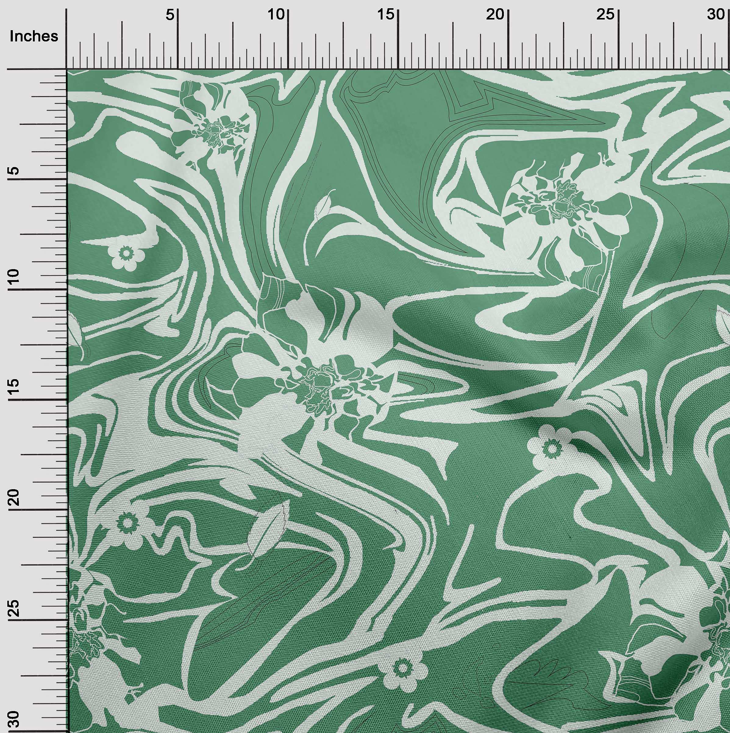 oneOone Rayon Green Abstract Printed Fabric by The Yard - 56 Inch Wide for DIY Clothing, Dresses, Quilting & Home Decor Sewing Projects