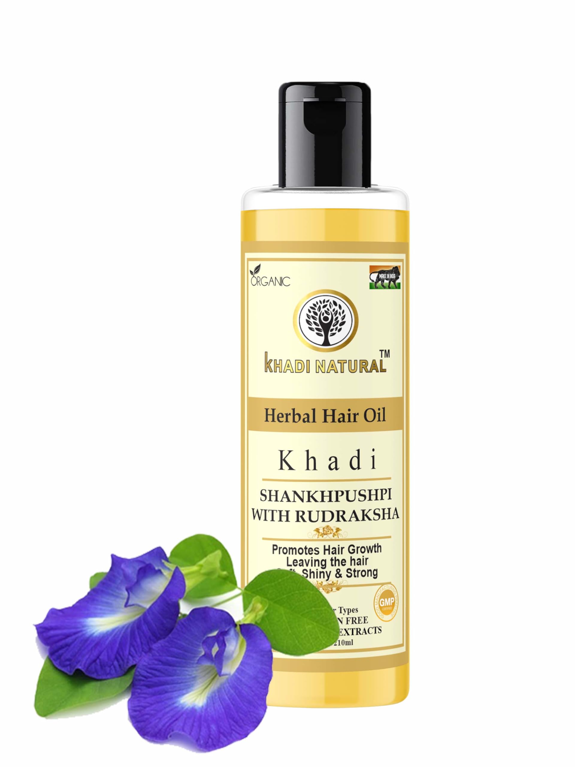 Khadi Natural Herbal Shankhpushpi with Rudraksha Hair Oil 210ml - Ayurvedic Hair Treatment for Strength, Shine & Growth - Nourishing & Revitalizing Hair Care Solution - Perfect for Dry, Damaged Hair & Scalp Health - Pack of 2 Bottles
